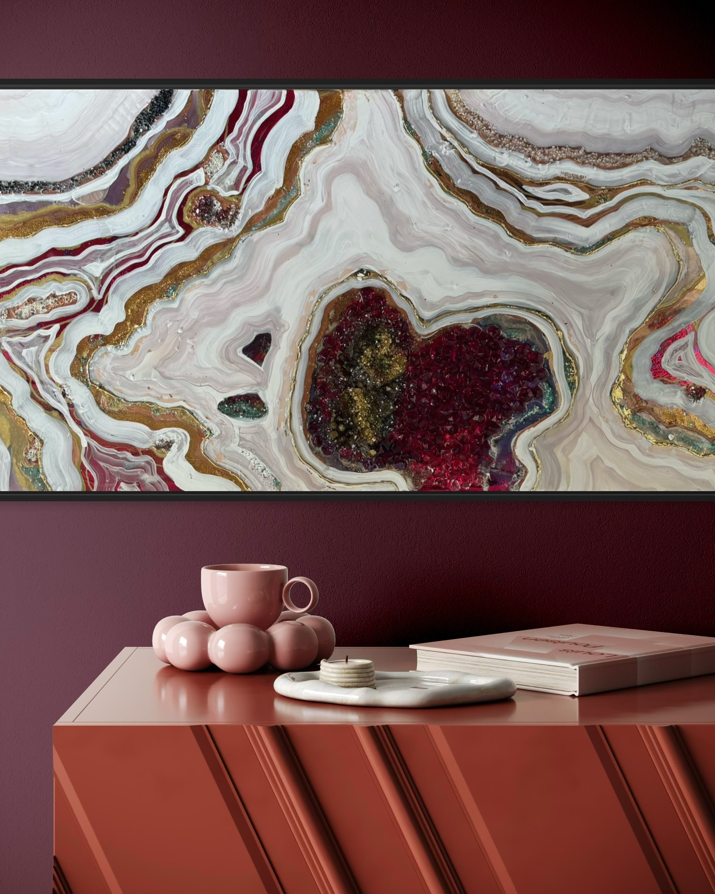 Starbright 1 Burgundy and Gold Abstract Artwork