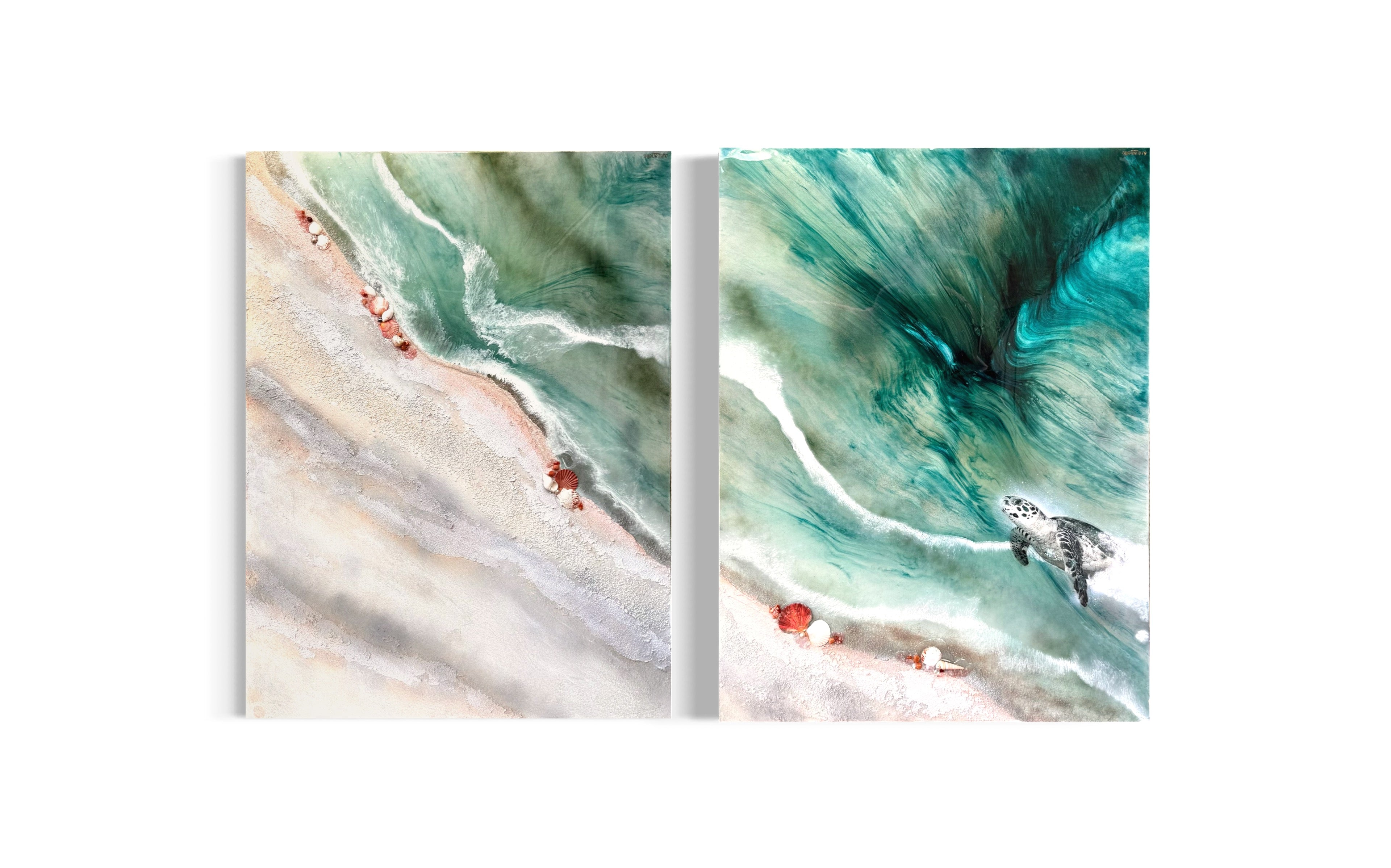 Honu Journey Set 1&2 Sand, Rose Quartz, Pearl, Shells 185x125cm (125x95cm each)