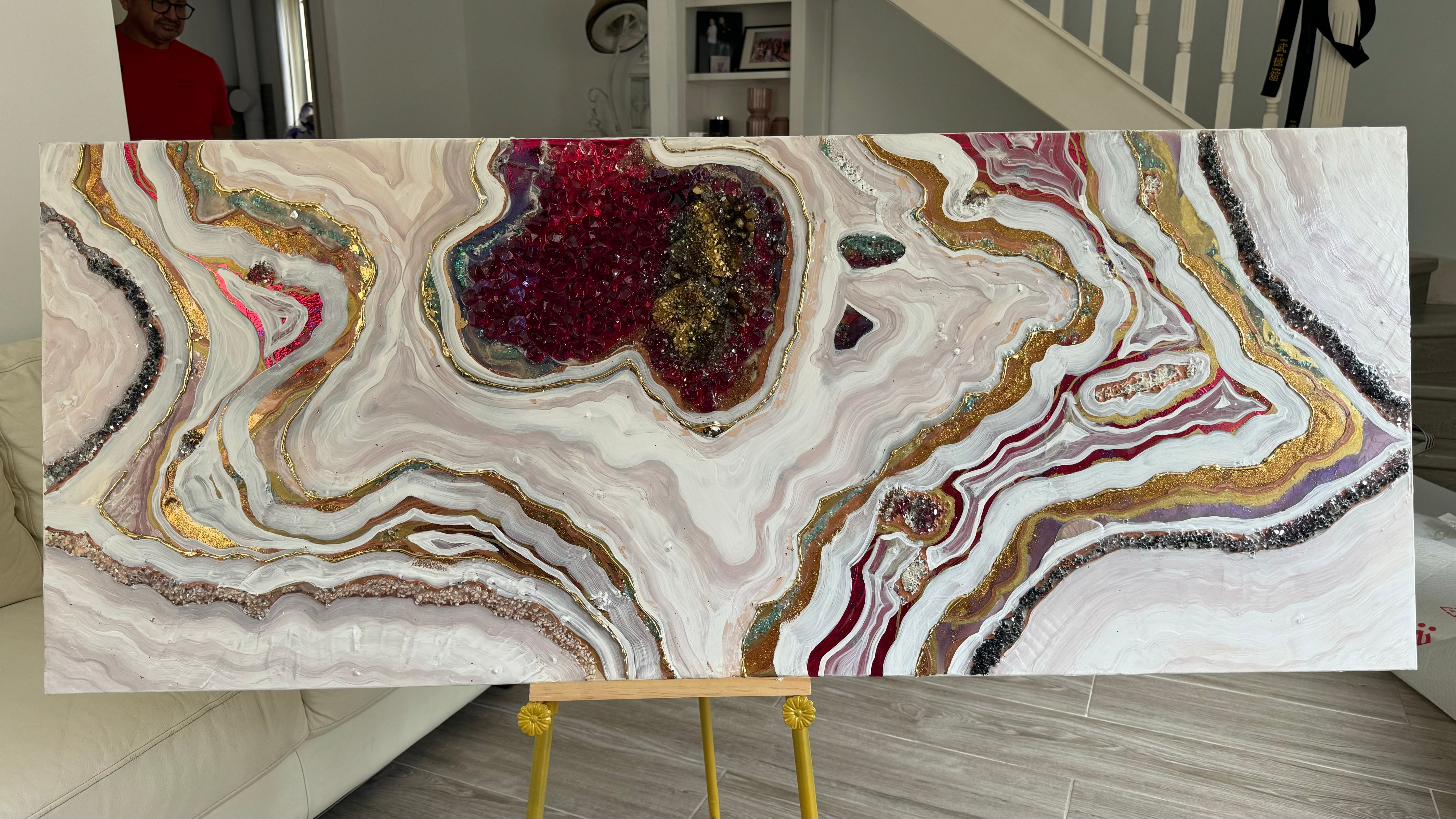 Starbright 1 Burgundy and Gold Abstract Artwork