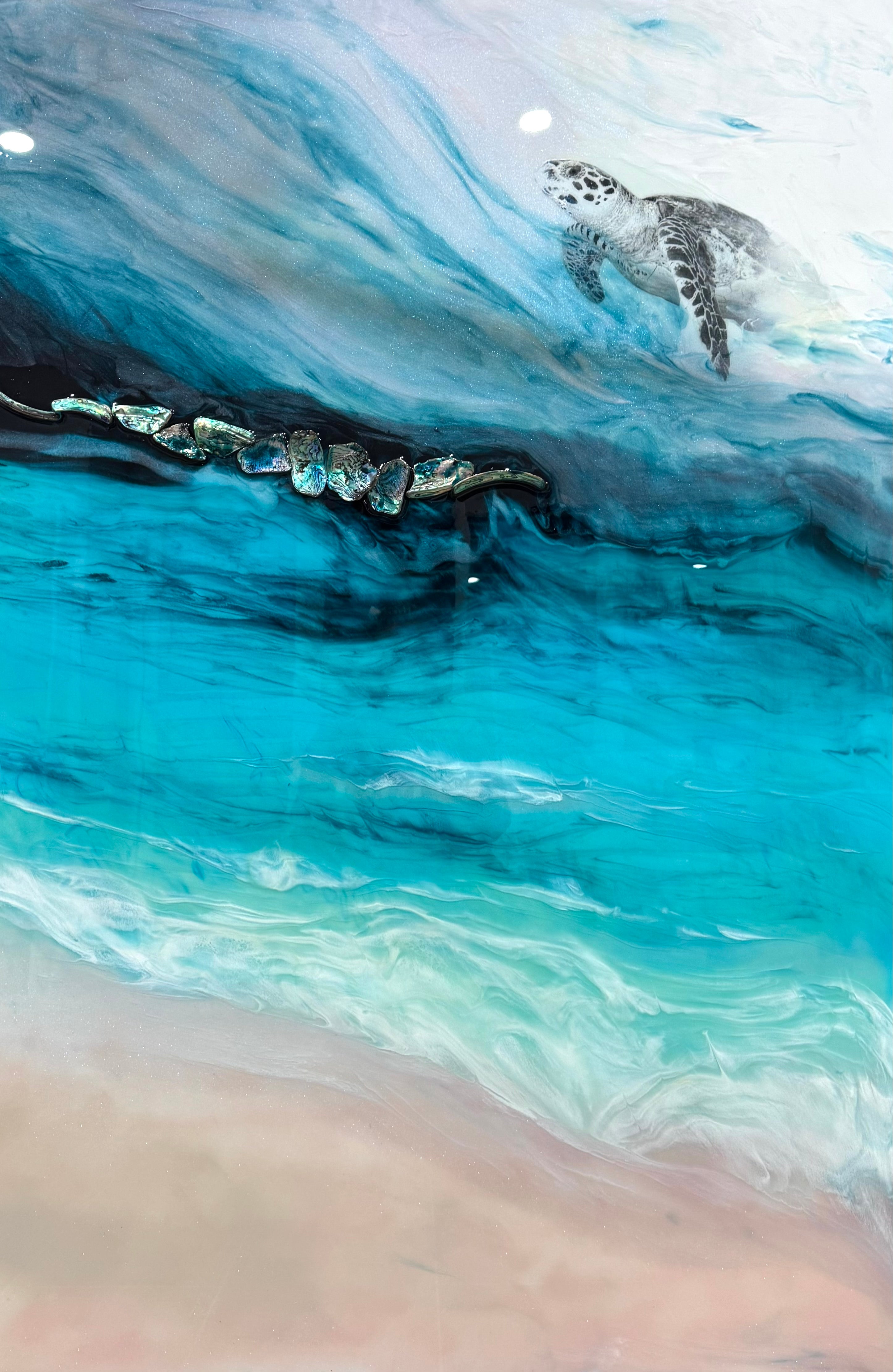 Bounty Turtle 5.0. Honu Journey Seascape. Carrying my Home with me. 120x80cm/48x32”