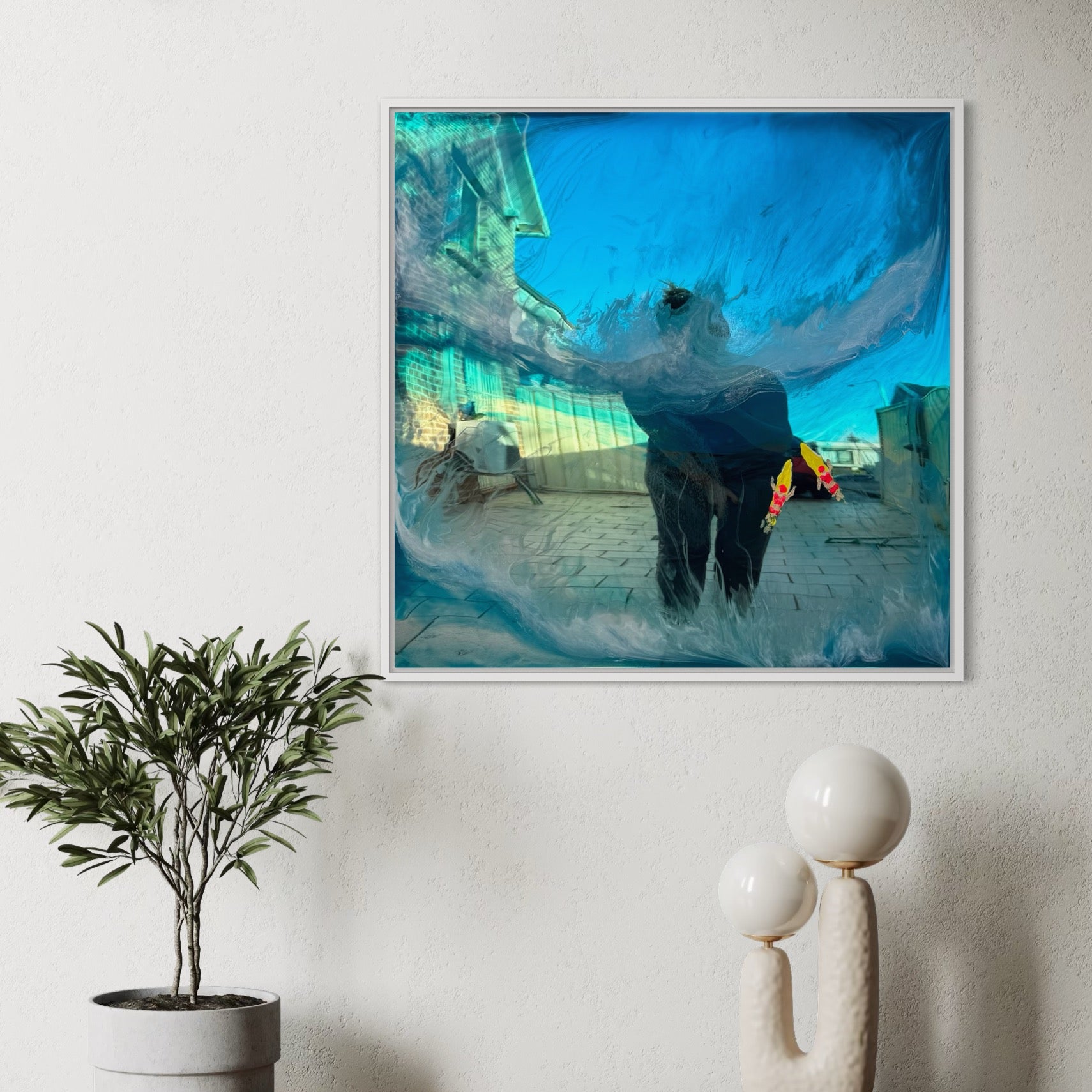 Aqua- catch your wave before u miss your new chapter 60x60cm/ 24x24” framed