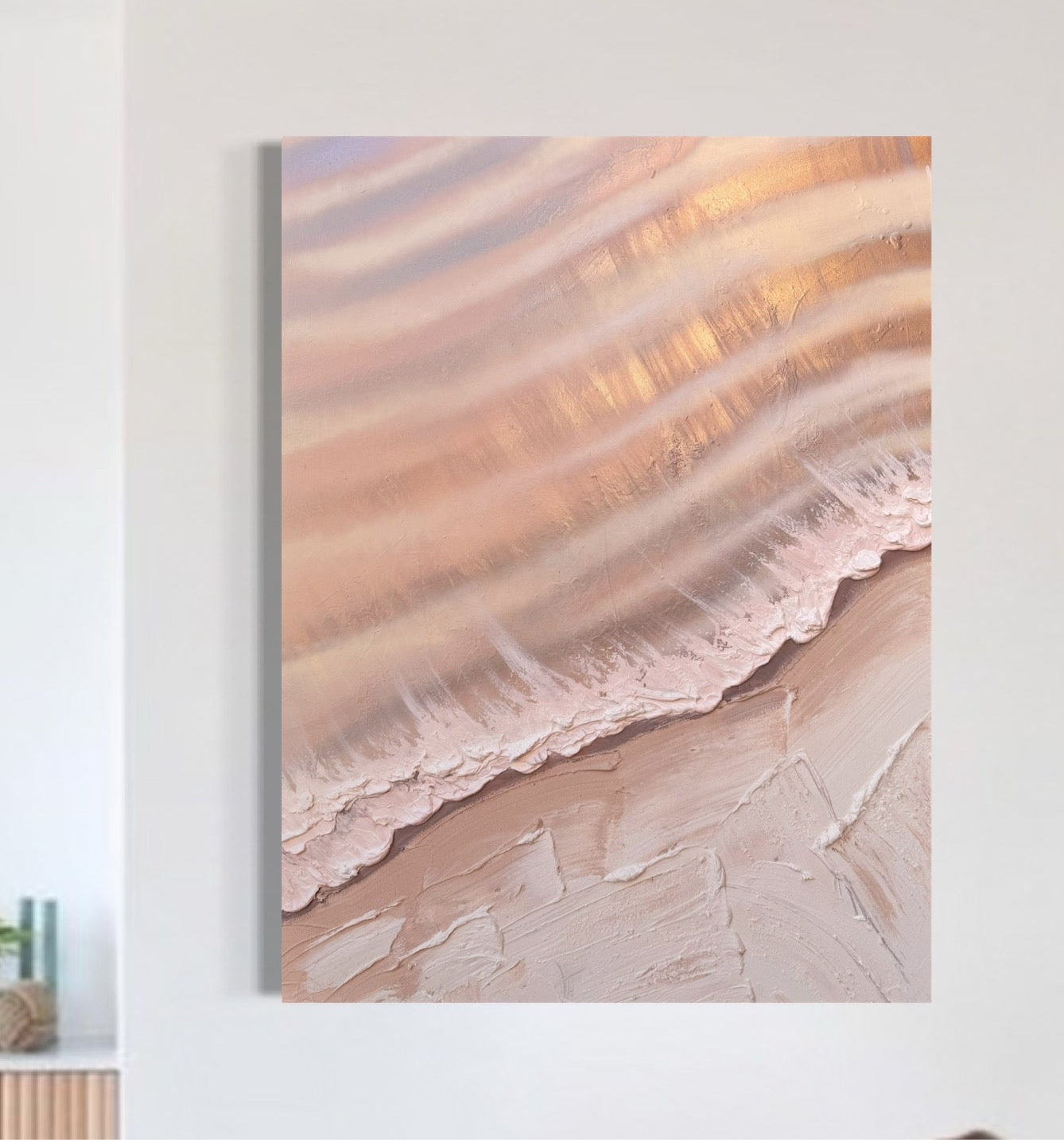 Blush Original Texture Artwork. Byron Sands. 90x120cm FRAMED