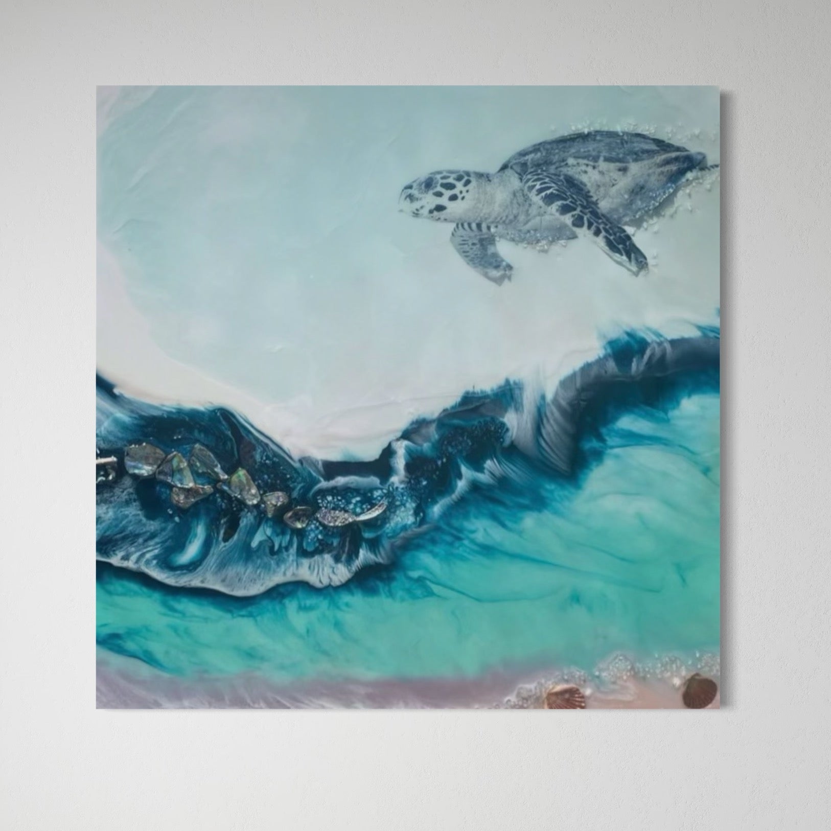 Sea Turtle Hawaii Island Square ocean artwork