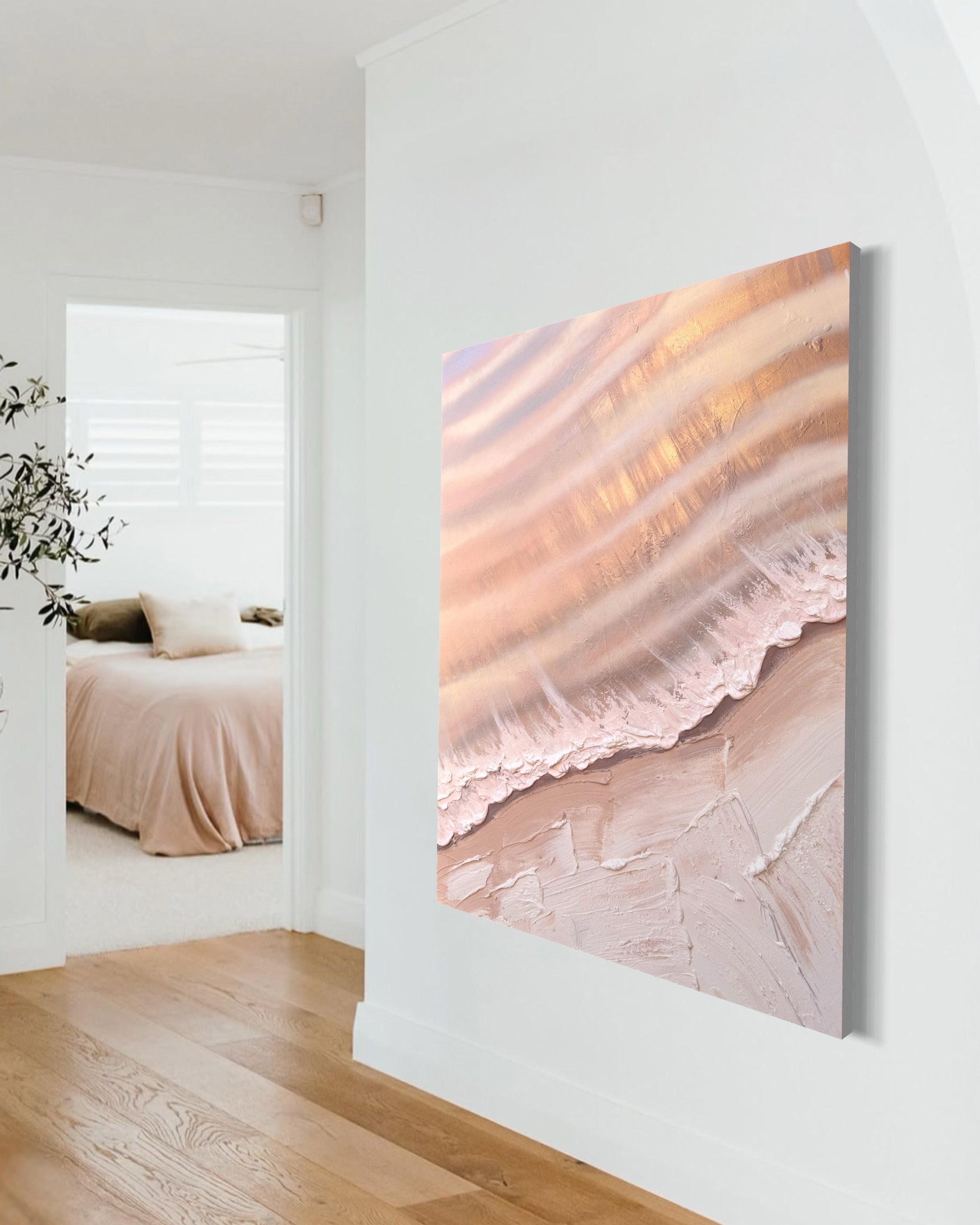 Blush Original Texture Artwork. Byron Sands. 90x120cm FRAMED