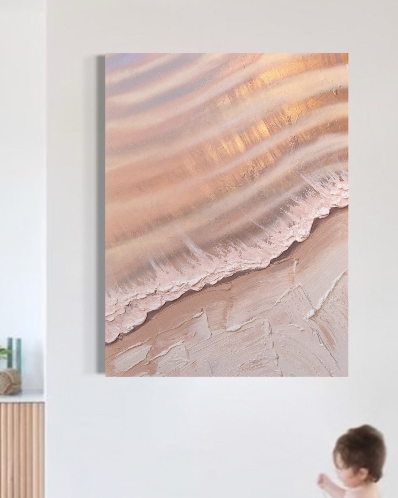 Blush Original Texture Artwork. Byron Sands. 90x120cm FRAMED