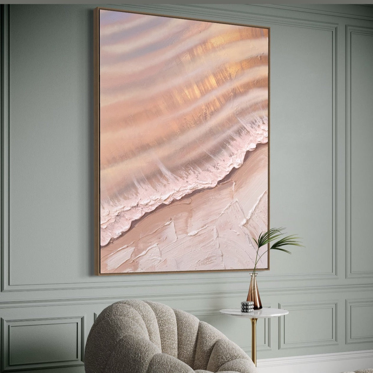 Blush Original Texture Artwork. Byron Sands. 90x120cm FRAMED