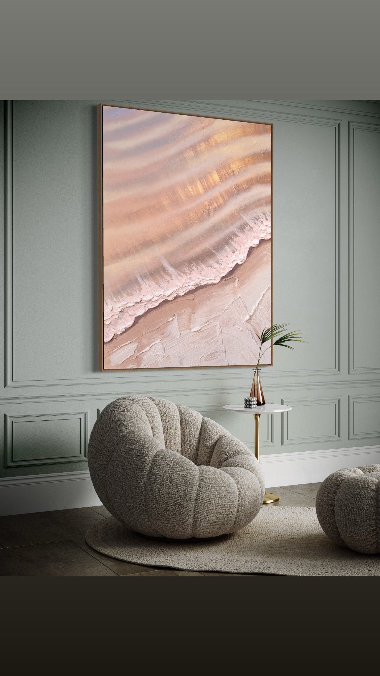 Blush Original Texture Artwork. Byron Sands. 90x120cm FRAMED