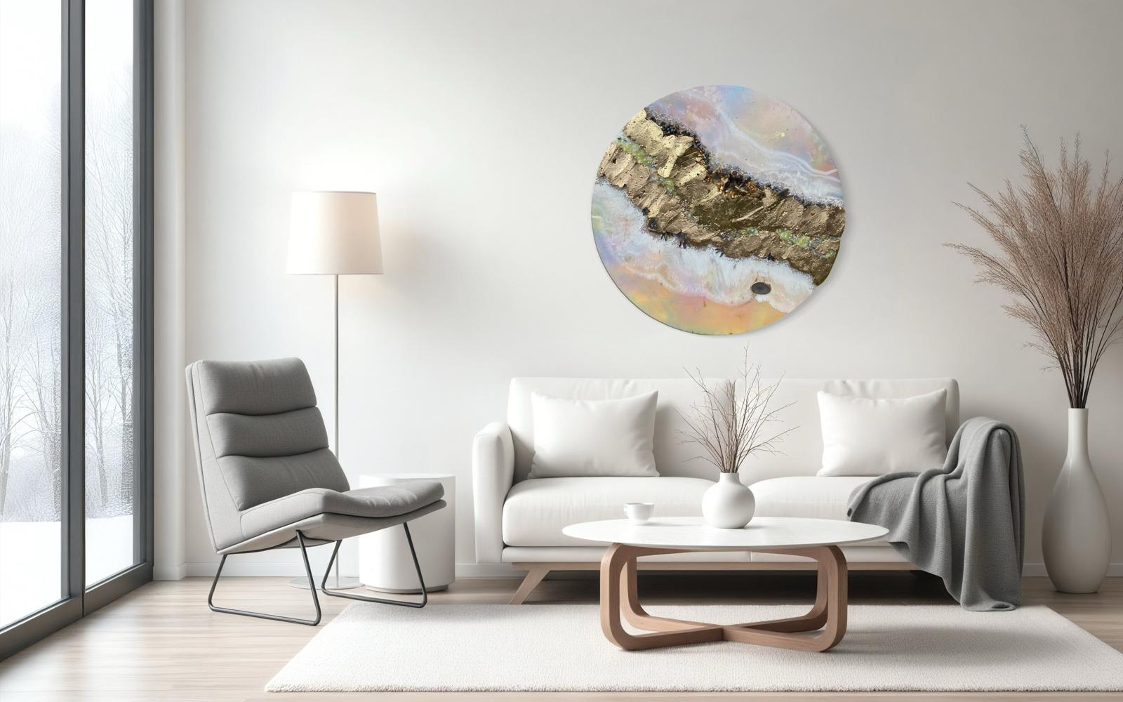 Pink Eclipse shadow Quartz and Swarovski crystal artwork 110cm