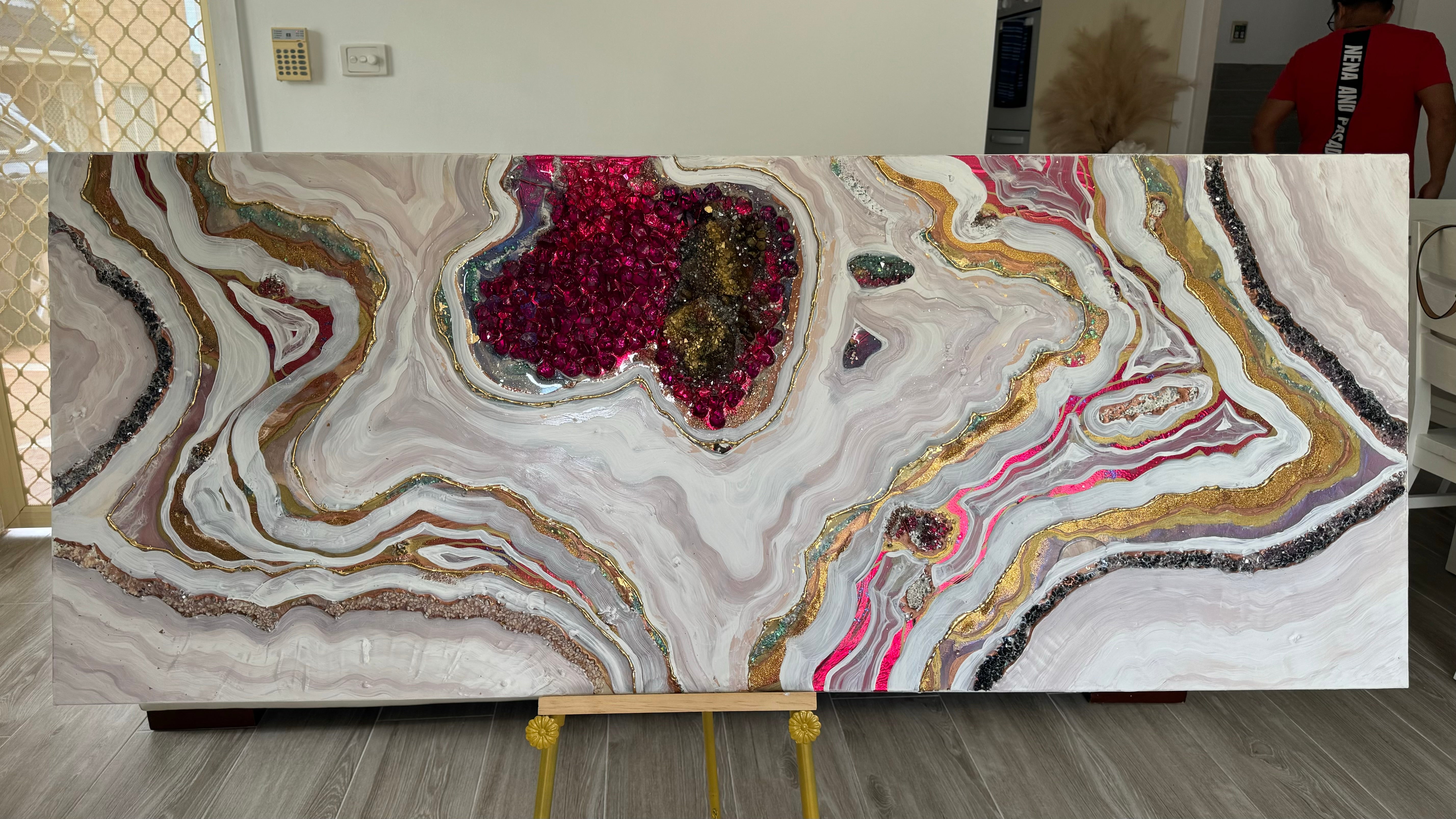 Starbright 1 Burgundy and Gold Abstract Artwork