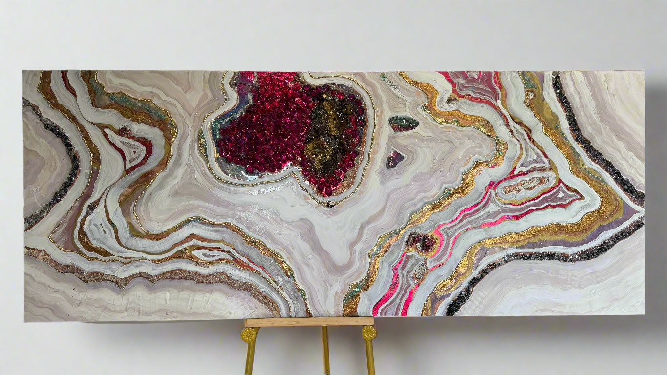 Starbright 1 Burgundy and Gold Abstract Artwork