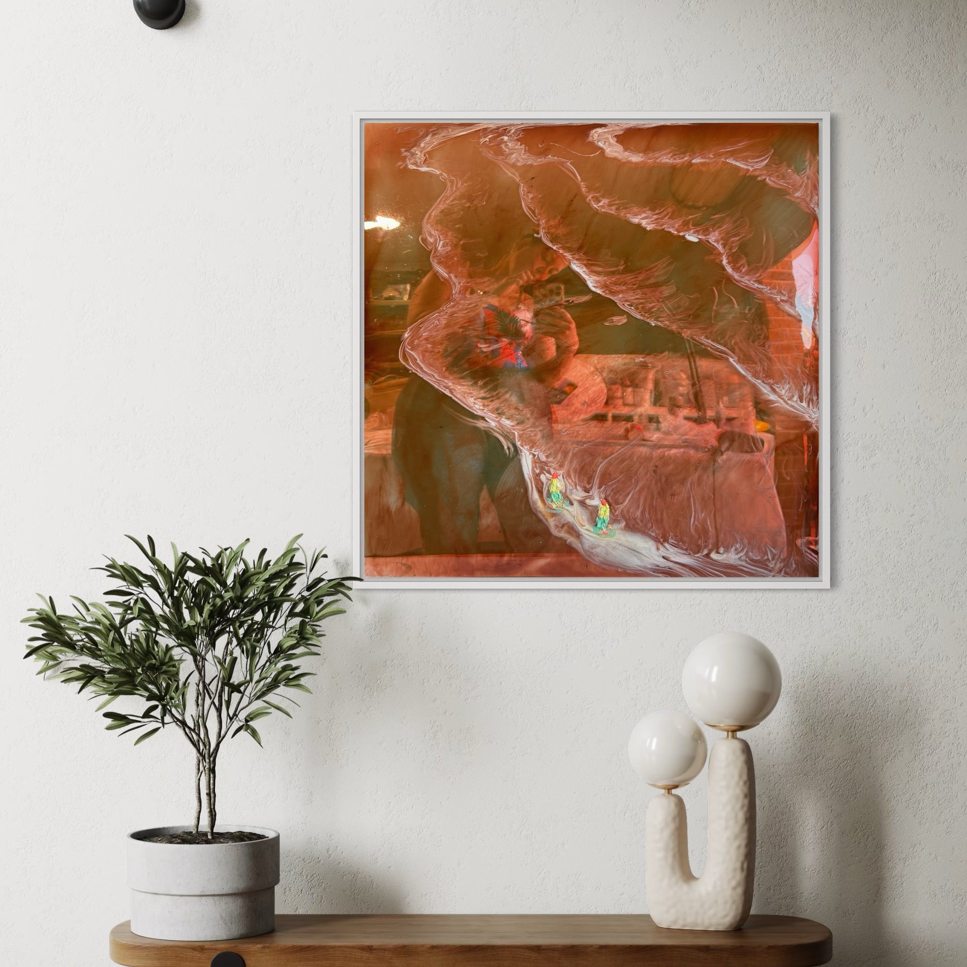 Aqua - chasing golden sunset rays 1 60x60cm / 24x24” framed