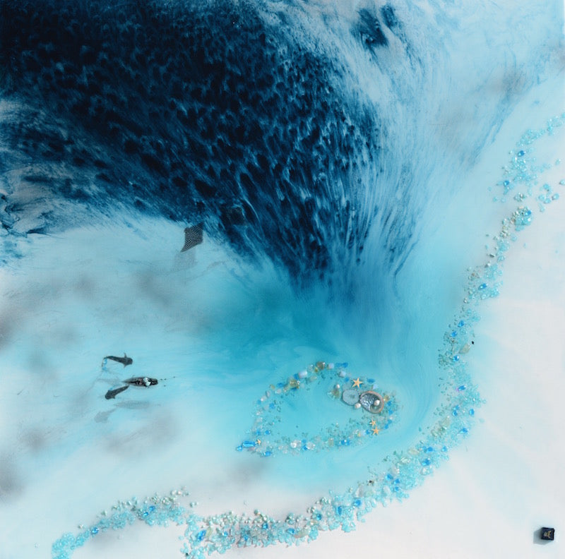 Blue Lagoon - Jewel Reef. Abstract Aerial Ocean. 100x100cm Original Artwork