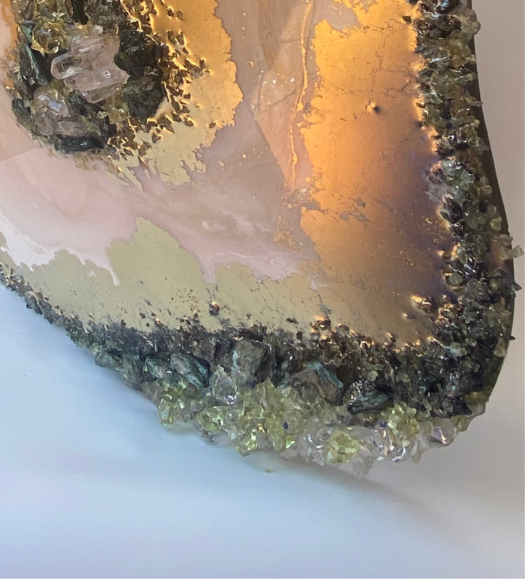 Green Harmony Crystal Reef - Freeform Crystal Art with Peridot, Fuschite and Quartz 40x60cm