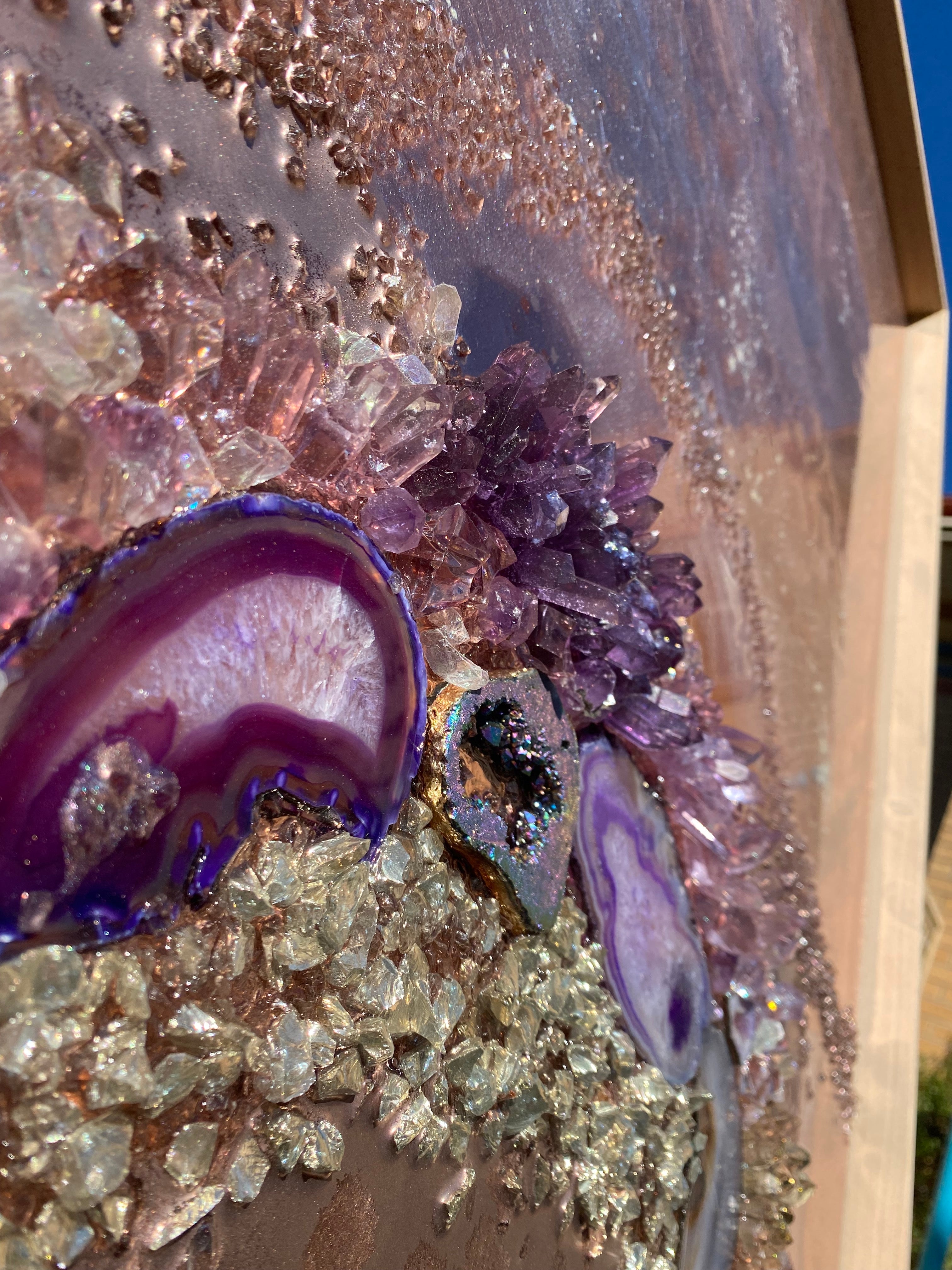 Rose Gold Abstract Landscape. Copper Reflective Original Artwork