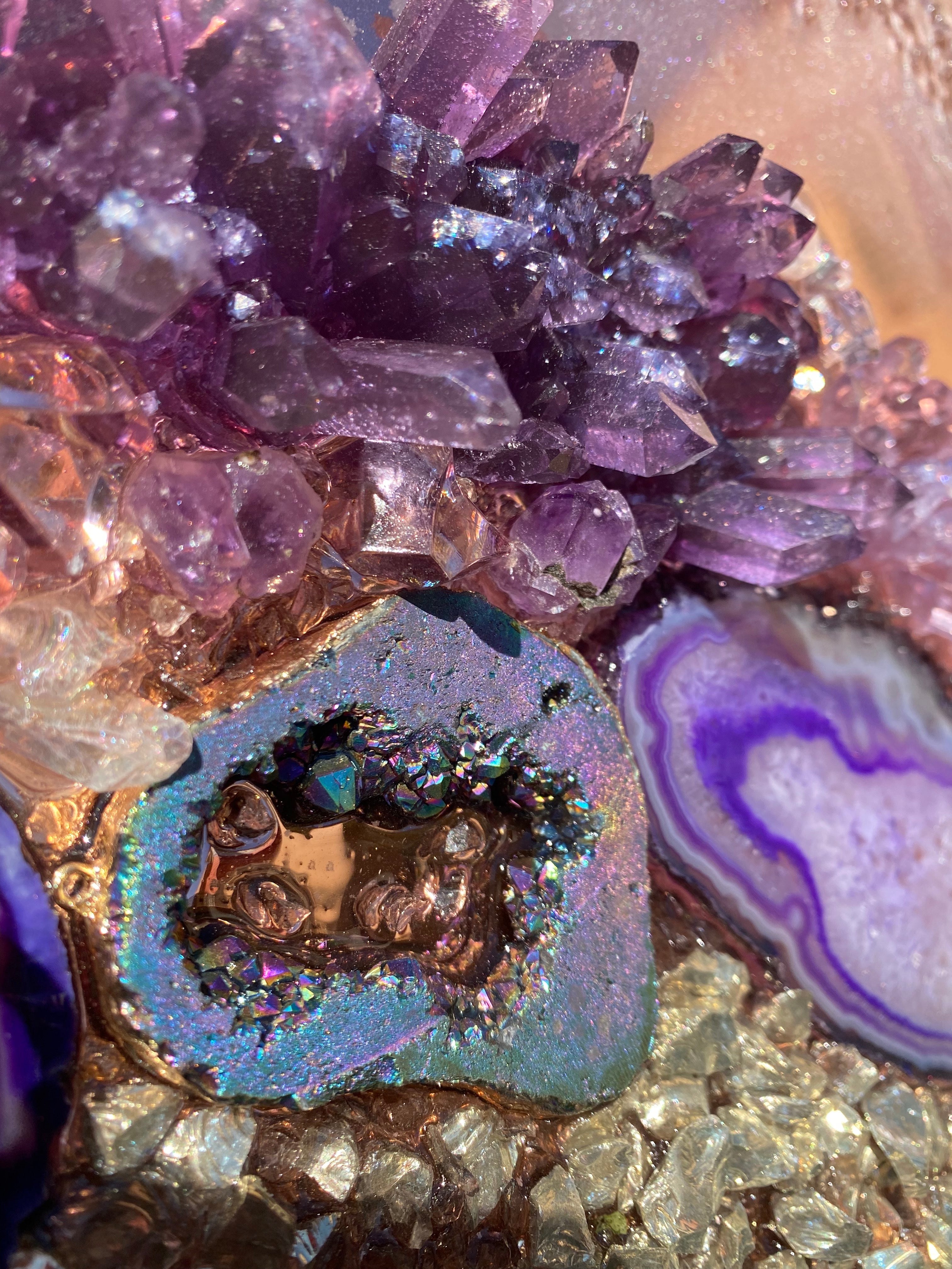 Rose Gold Crystal Reef. Copper Reflective Original Artwork