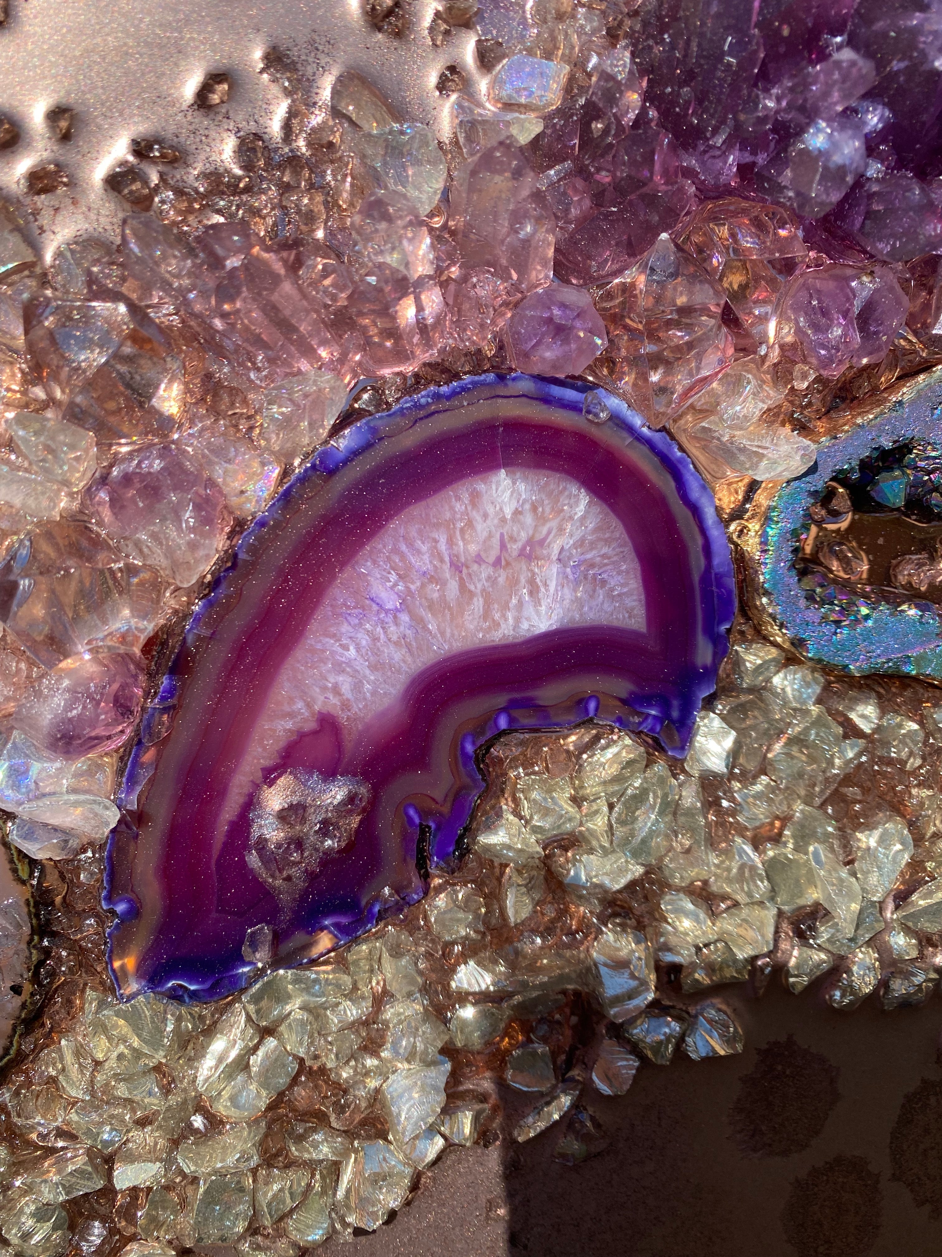 Rose Gold Crystal Reef. Copper Reflective Original Artwork