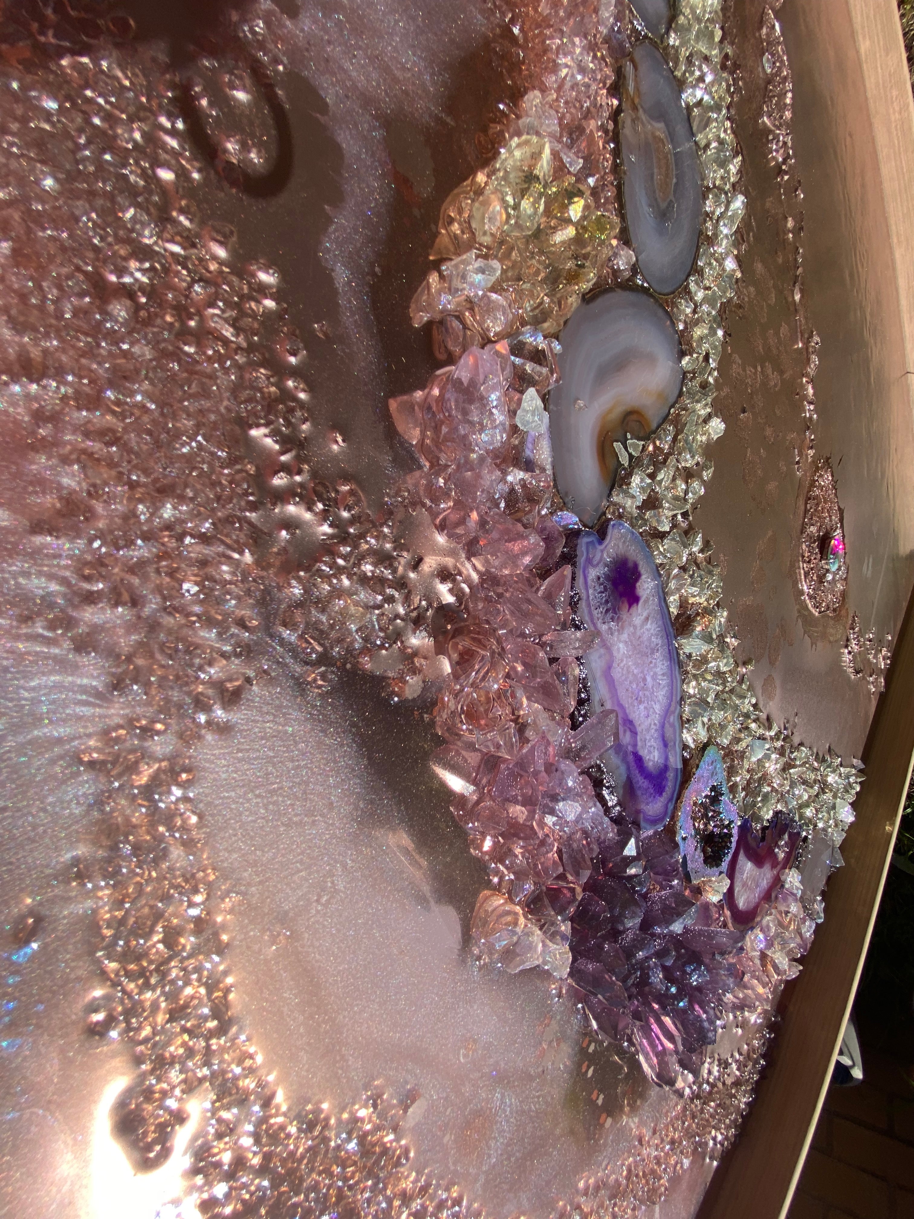 Rose Gold Abstract Landscape. Copper Reflective Original Artwork