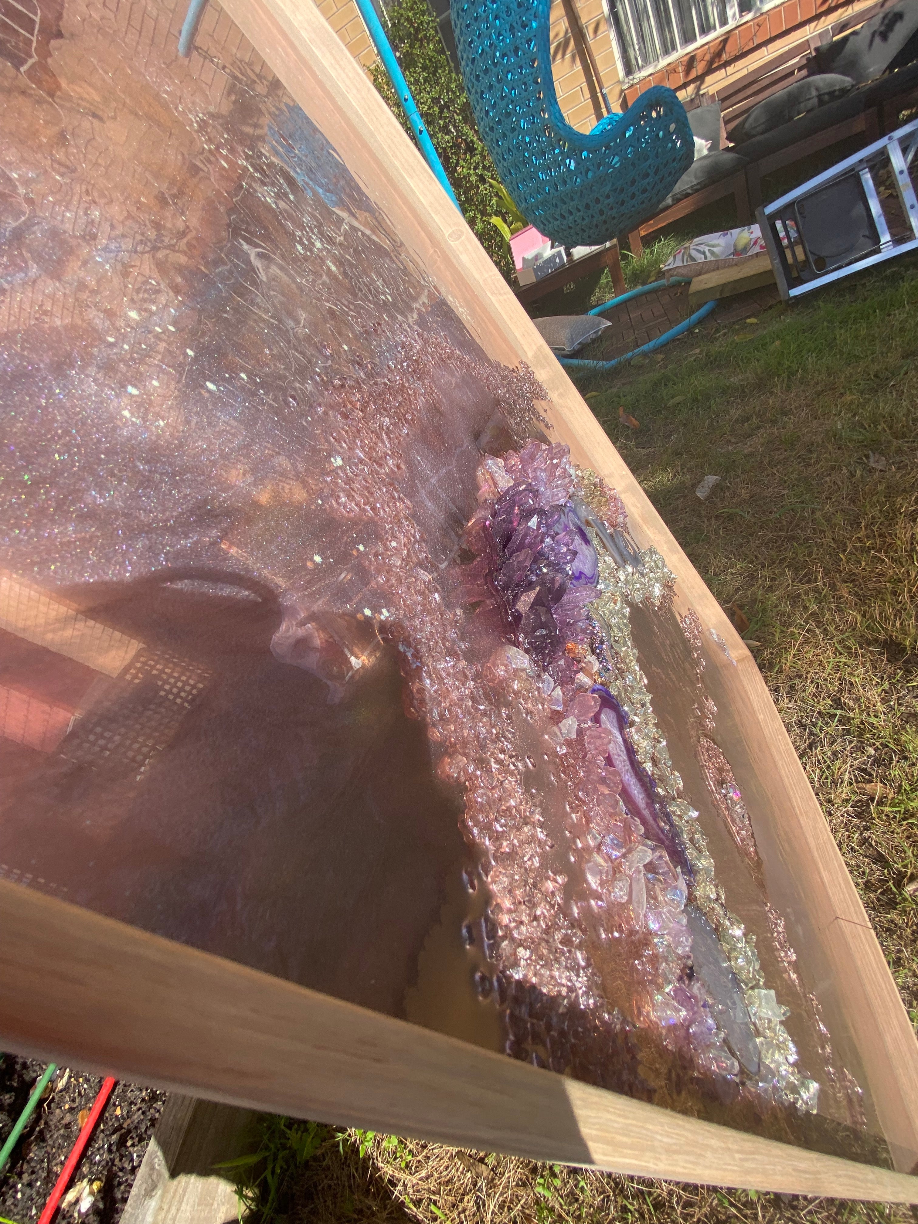 Rose Gold Abstract Landscape. Copper Reflective Original Artwork
