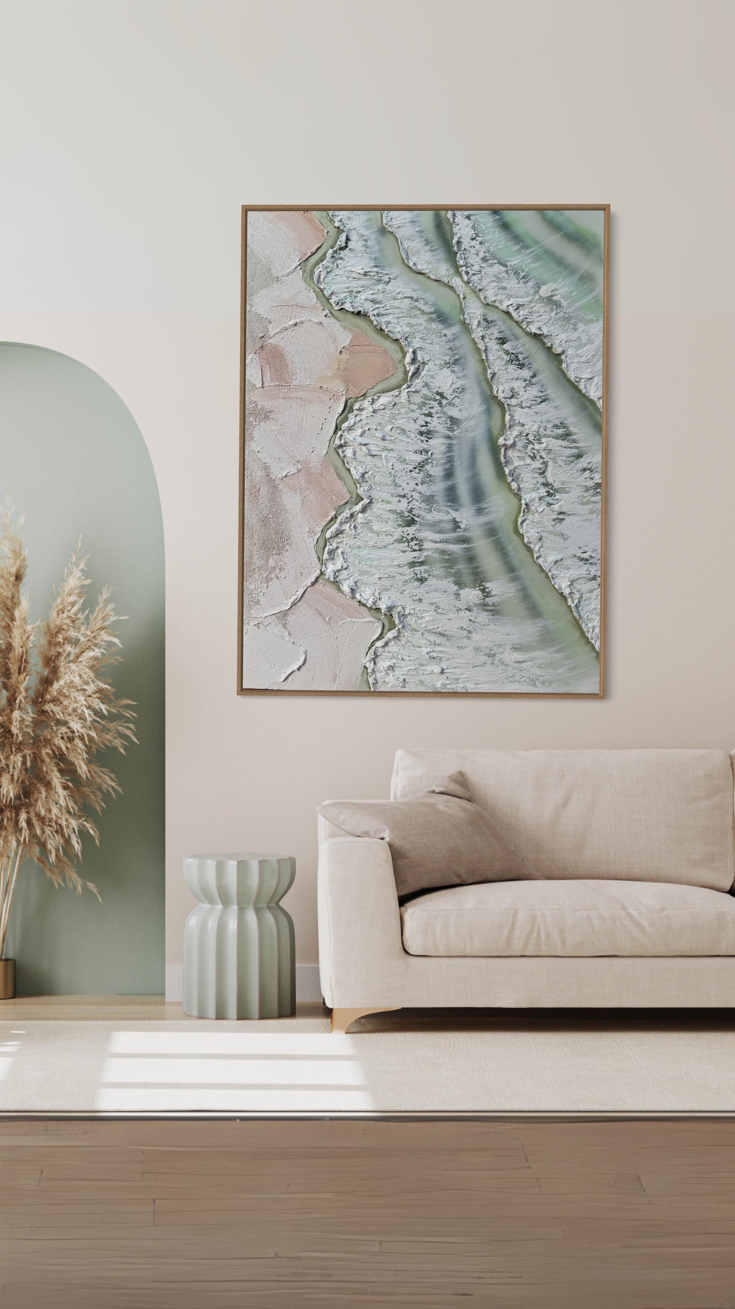 Whitsundays Green Tide. Original Texture Artwork. 90x120cm FRAMED