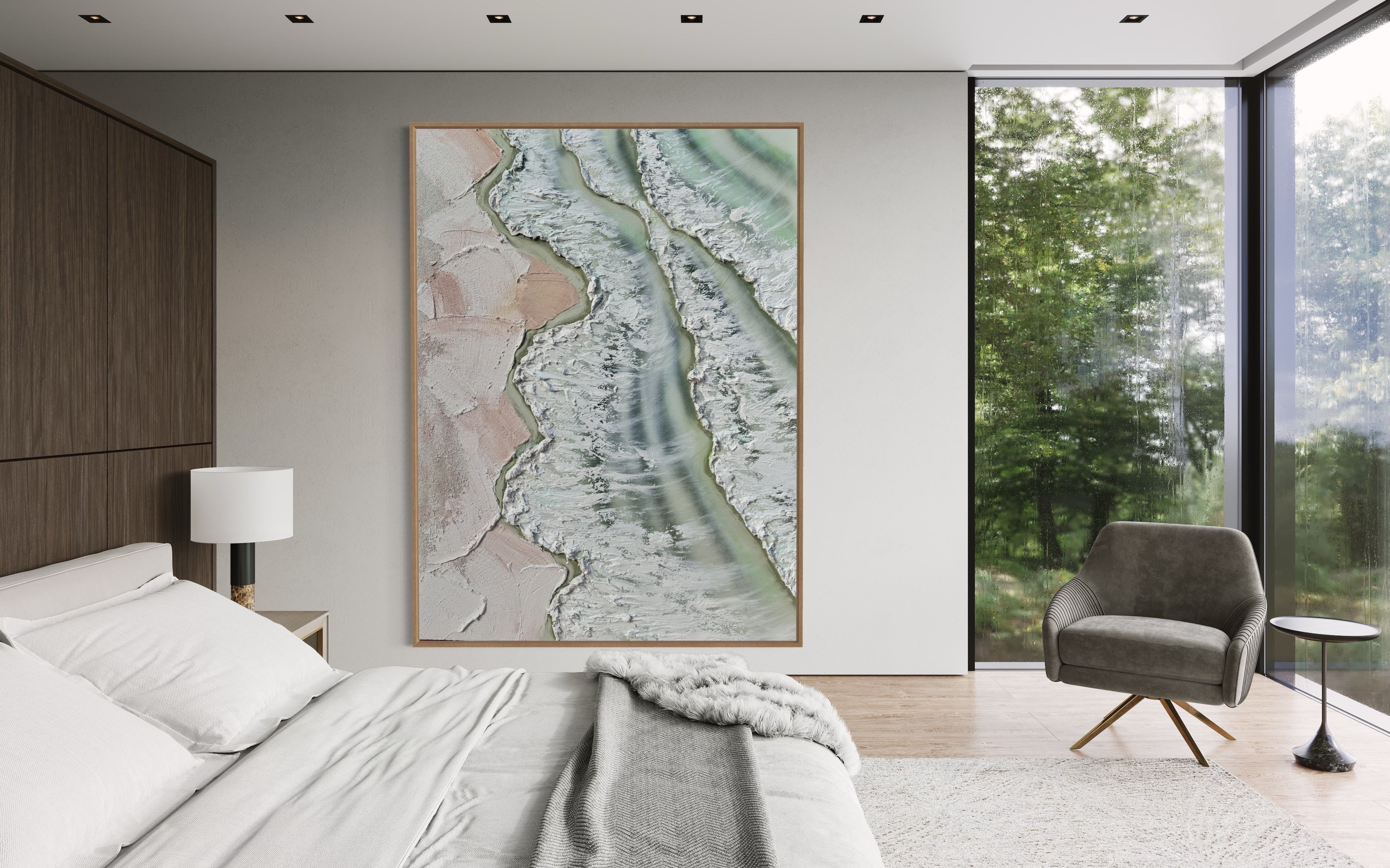 Whitsundays Green Tide. Original Texture Artwork. 90x120cm FRAMED
