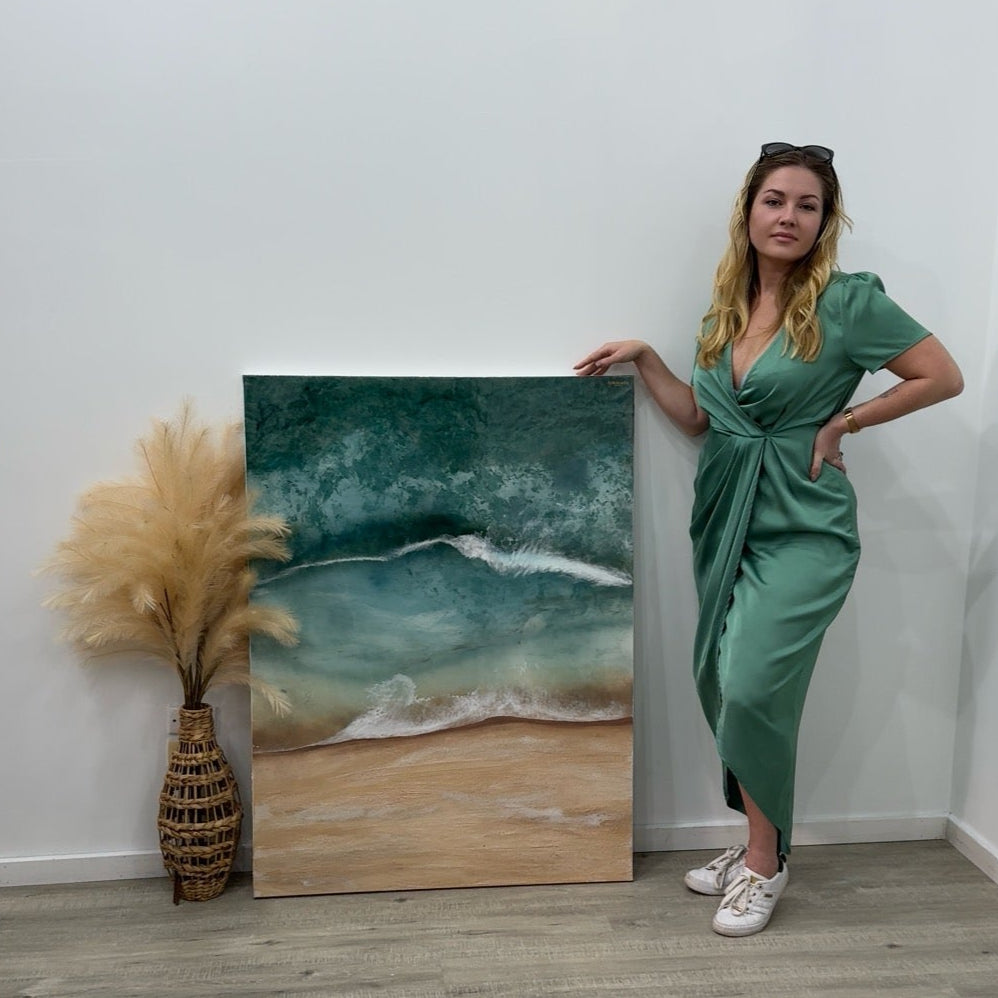 Whitsundays 1 120x90cm Sand, Liquid Glass, Acrylic