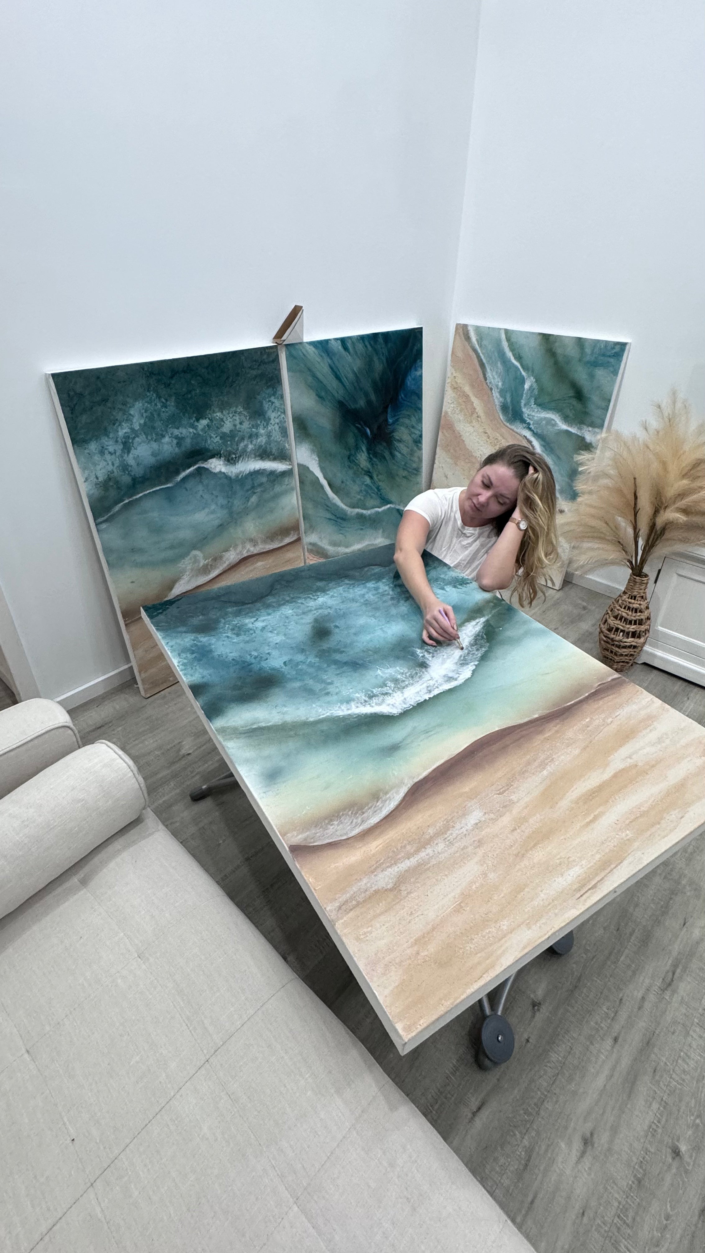 Whitsundays 1 120x90cm Sand, Liquid Glass, Acrylic