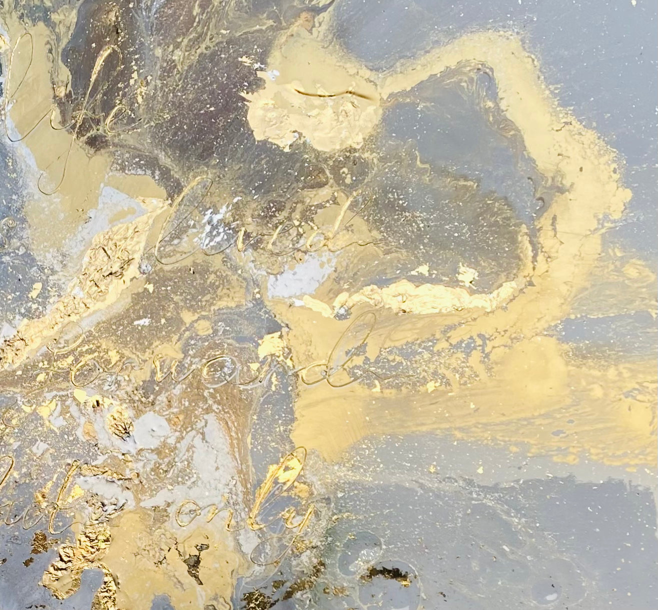 Escape: Gold Abstract Artwork with 24k Gold Leaf Gold Marble Series