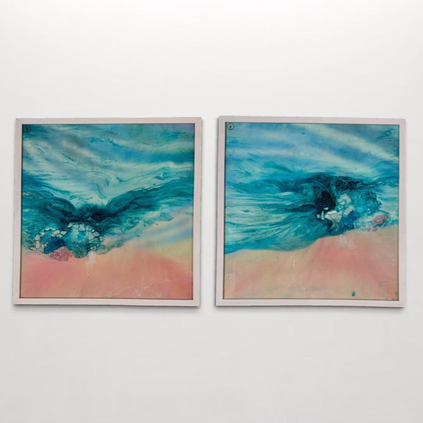 Laguna Beach Vibes set of 2 110x55cm FRAMED 55x55 cm each