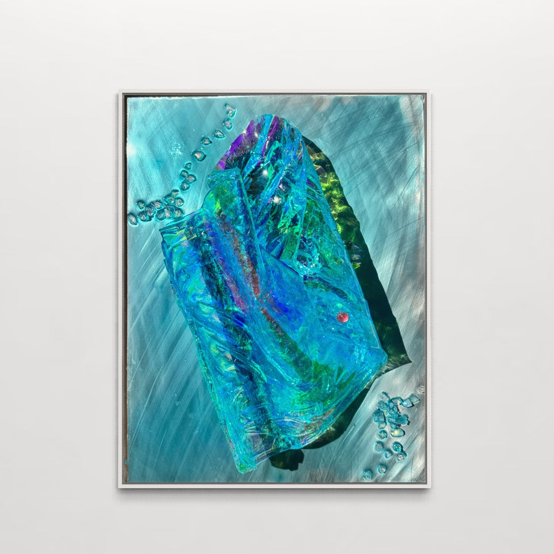 Whitsundays Blues 1 Sculptural Piece on Aluminium, Framed 35x46cm FRAMED