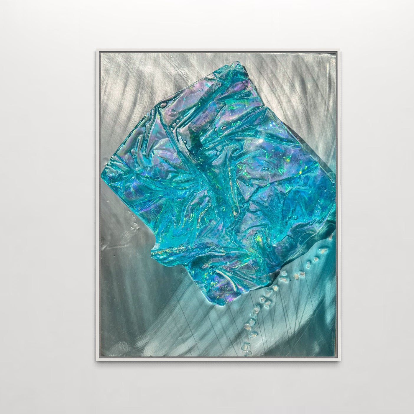 Whitsundays Blues 2 Sculptural Piece on Aluminium, Framed 35x46cm FRAMED