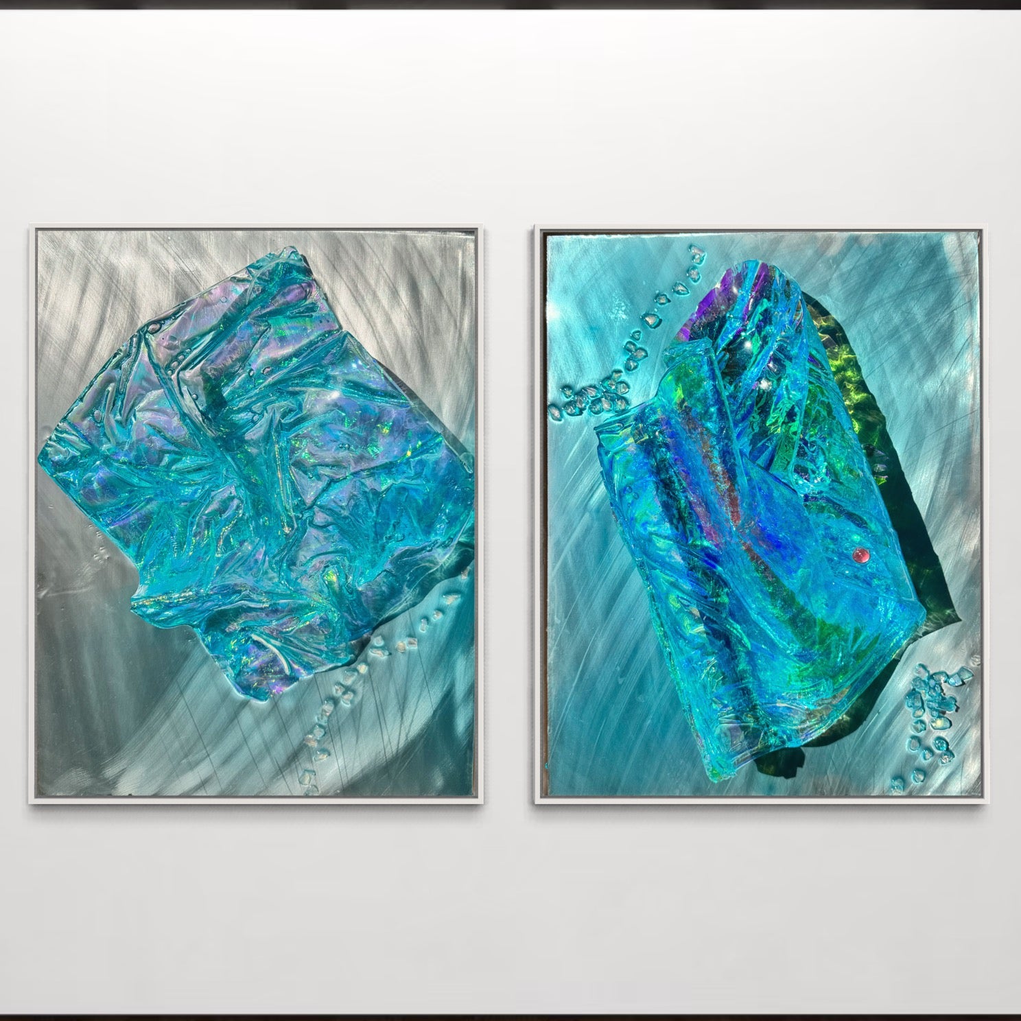 Whitsundays Blues 2 Sculptural Piece on Aluminium, Framed 35x46cm FRAMED