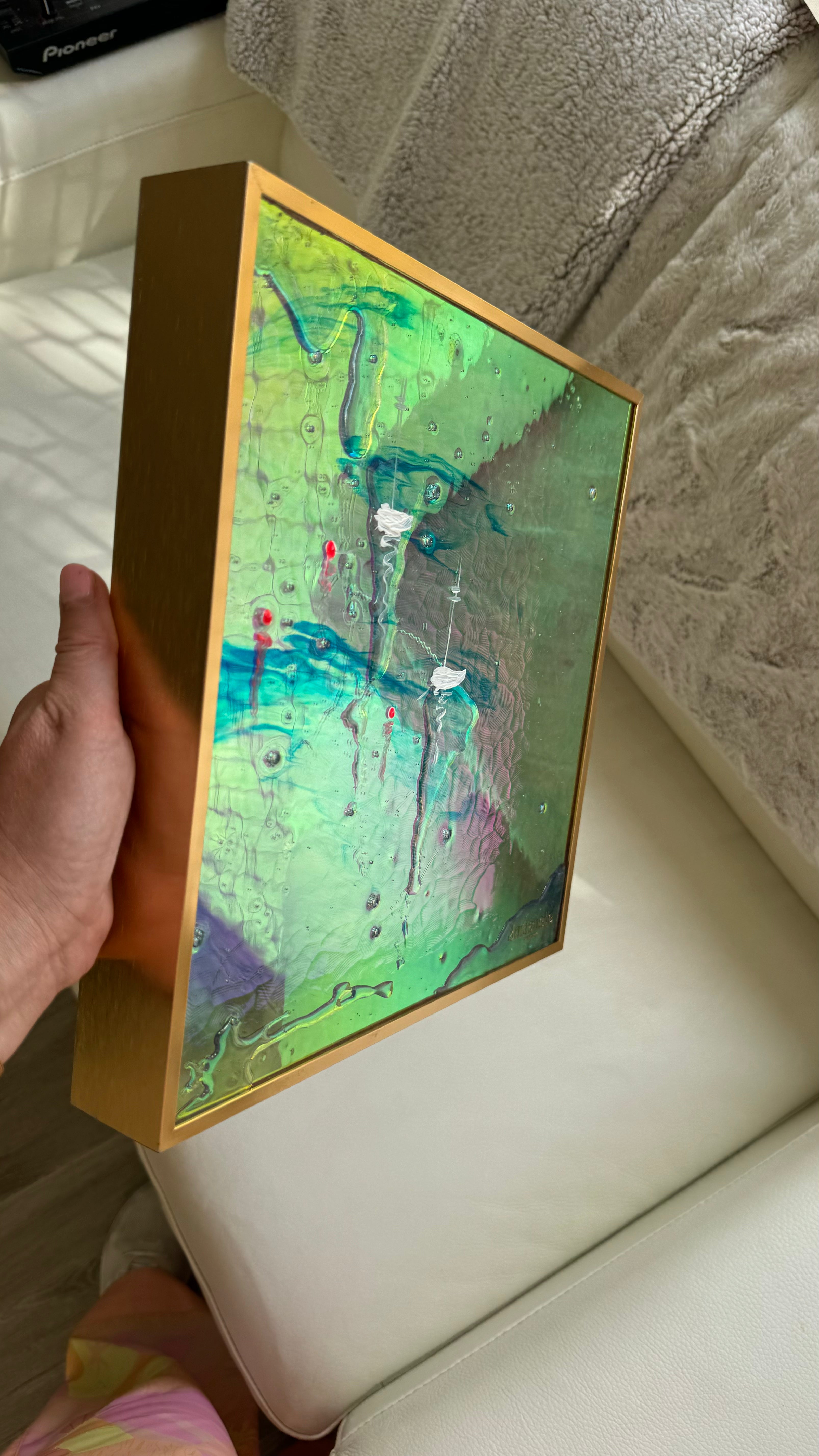 St Tropez Boats Artwork Anchored FRAMED 30x30cm