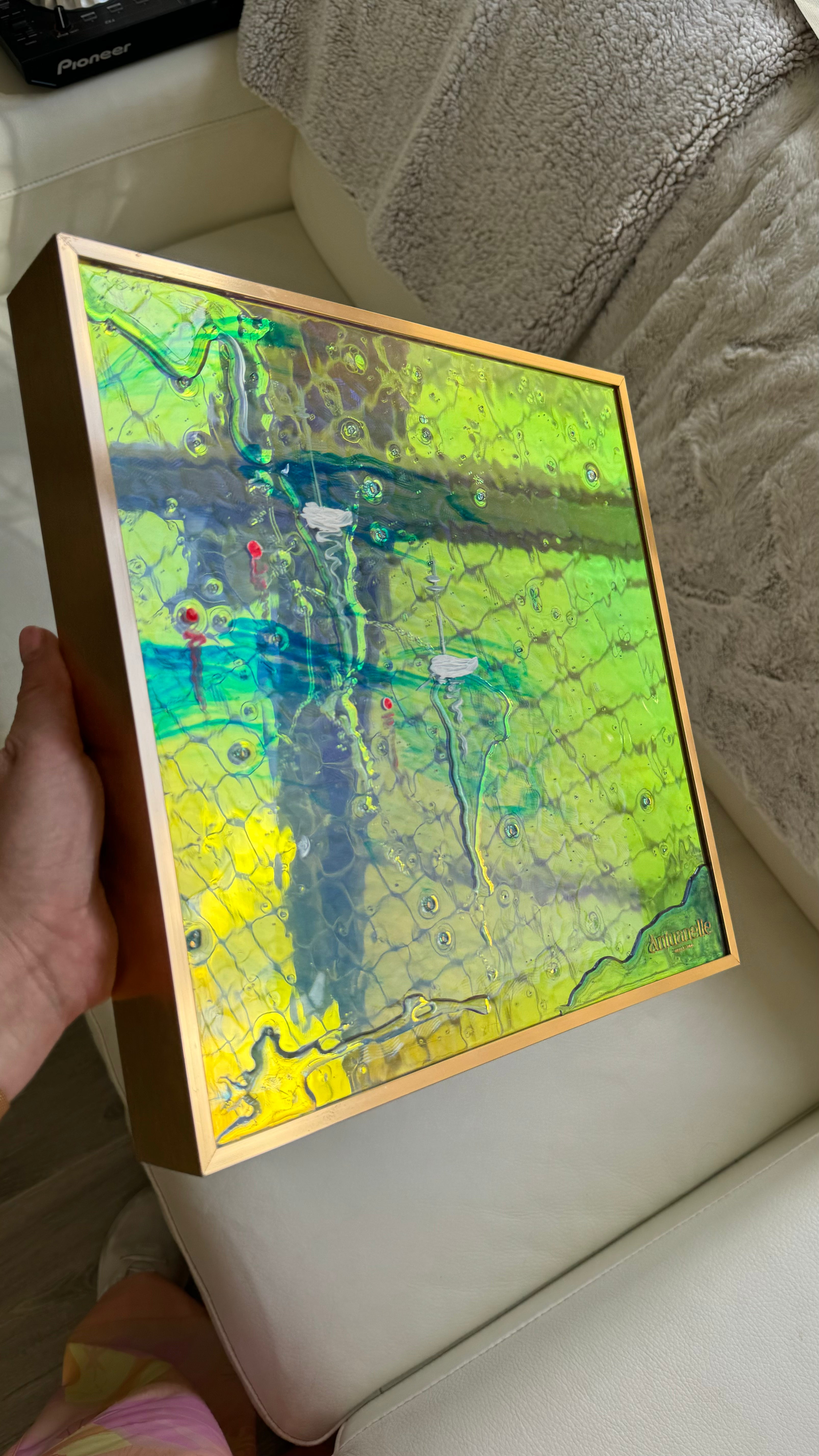 St Tropez Boats Artwork Anchored FRAMED 30x30cm