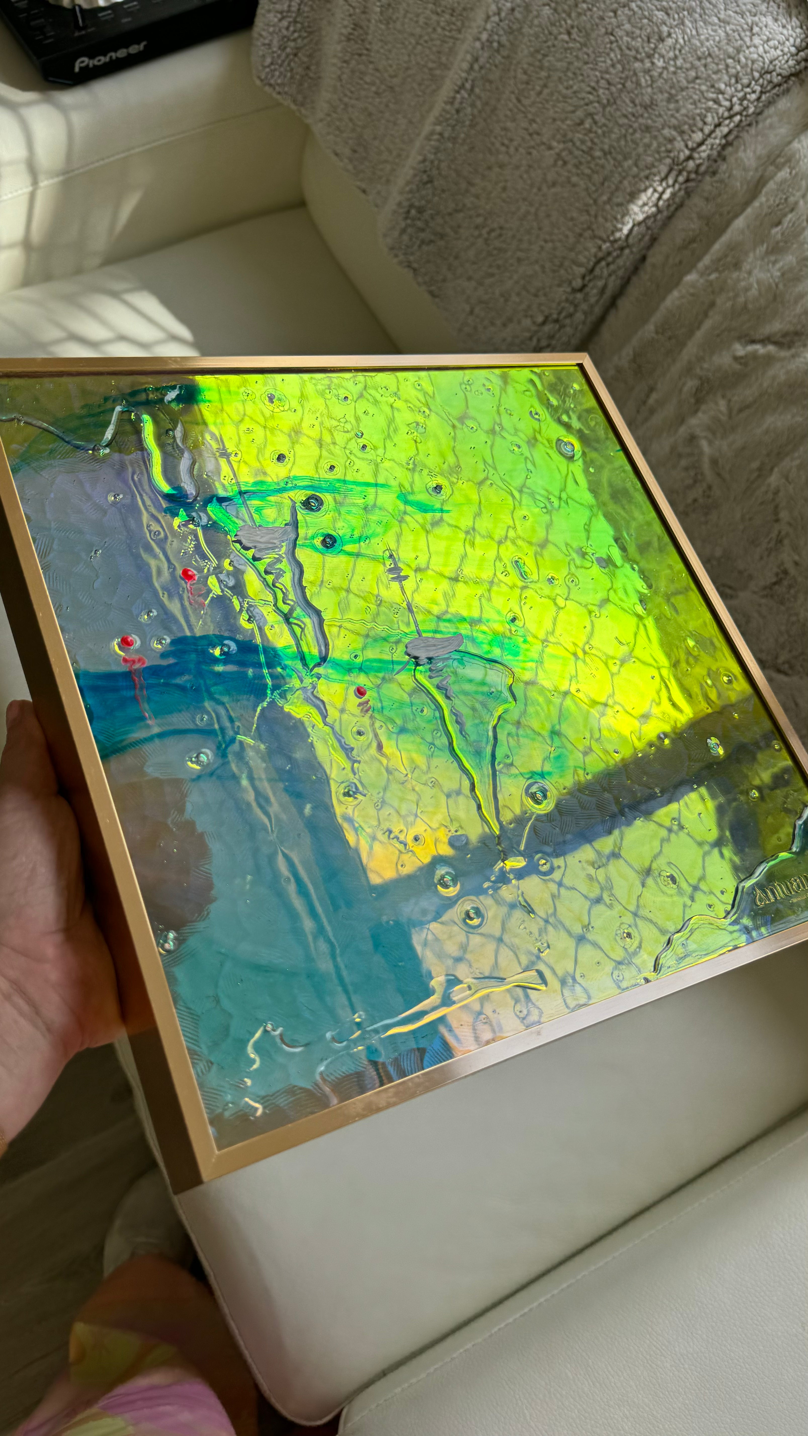 St Tropez Boats Artwork Anchored FRAMED 30x30cm