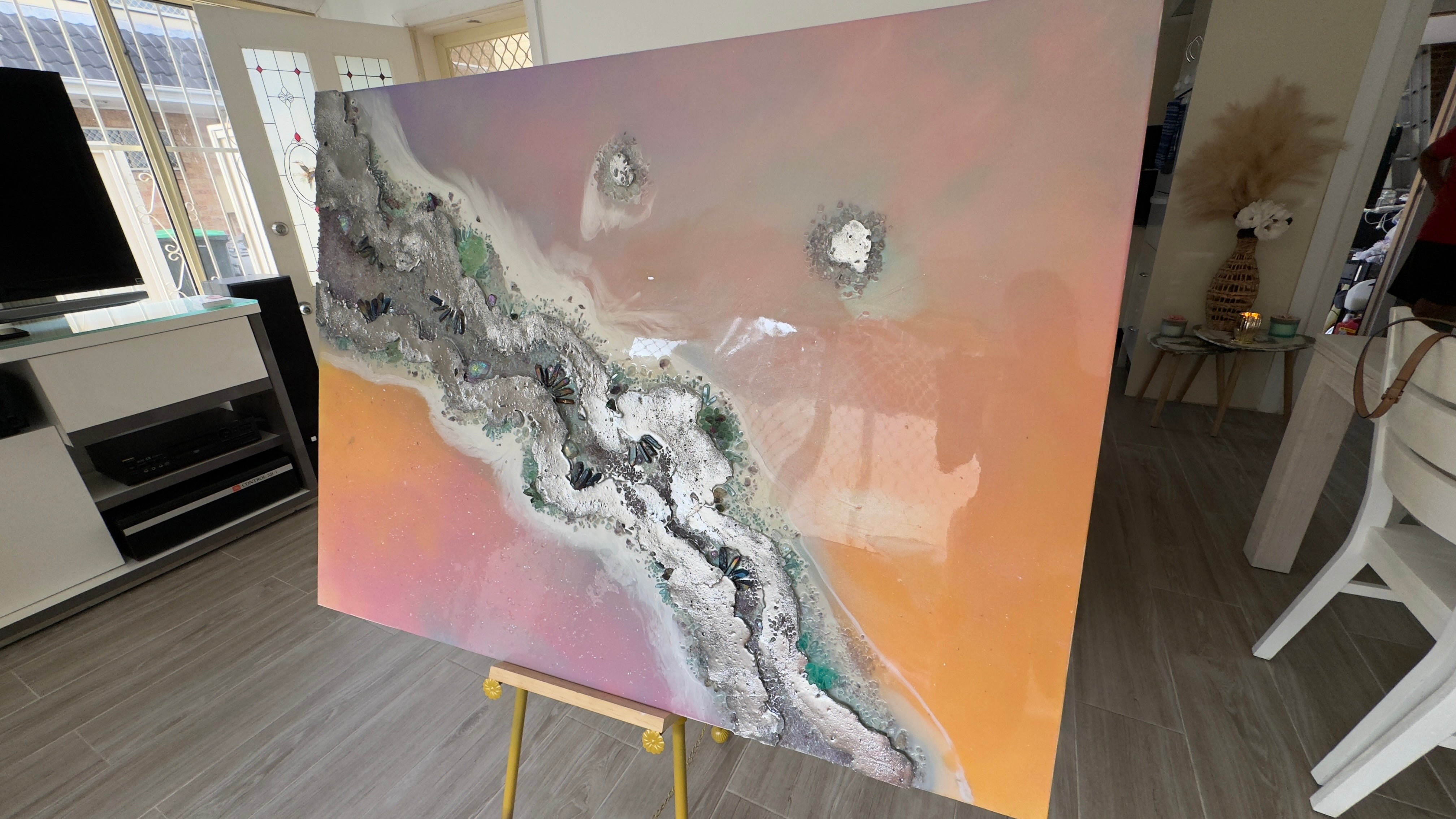 Rainbow Lucent with qua Aura Quartz crystals,Amethyst, Titanium Aura, Swarovski