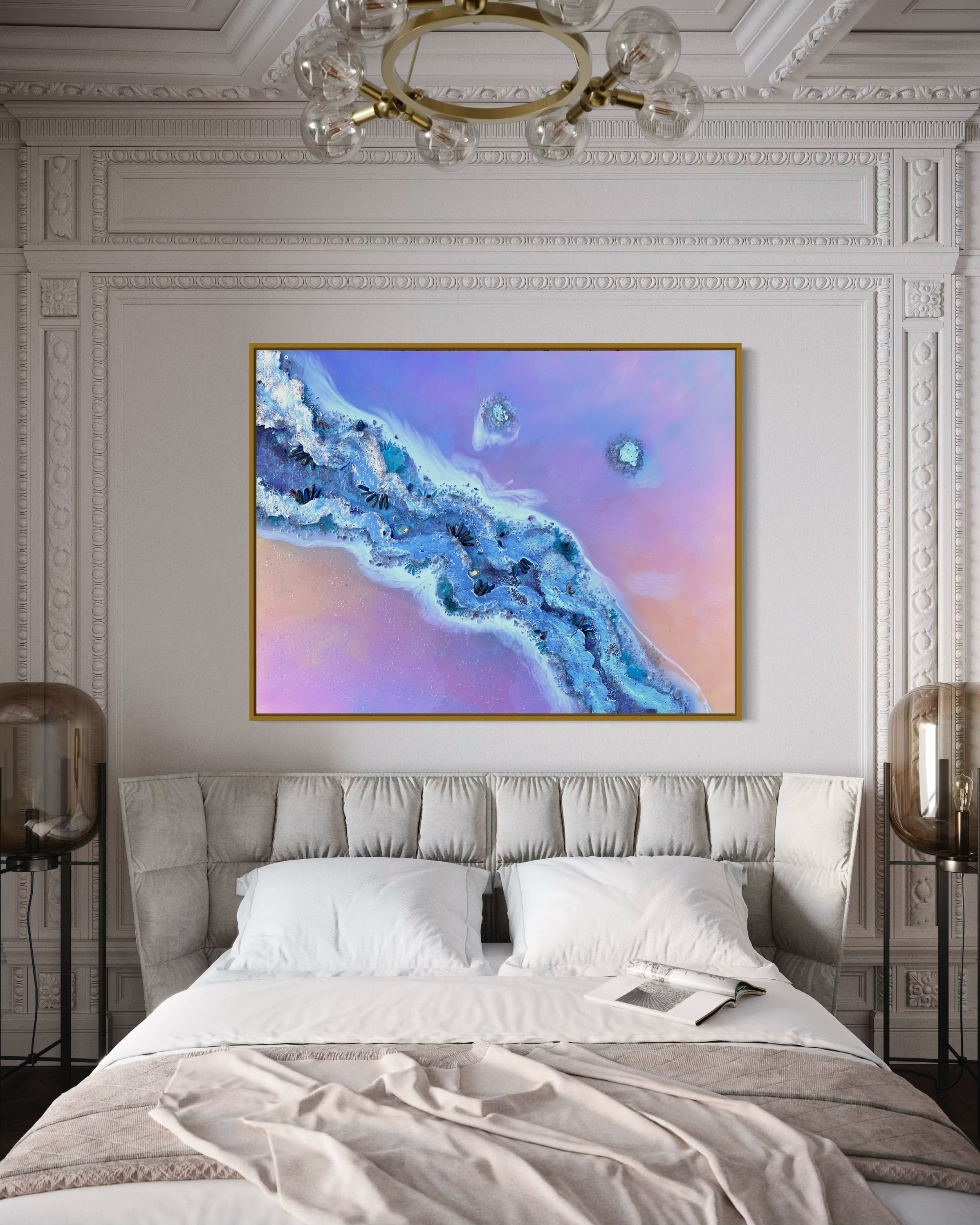 Rainbow Lucent with qua Aura Quartz crystals,Amethyst, Titanium Aura, Swarovski