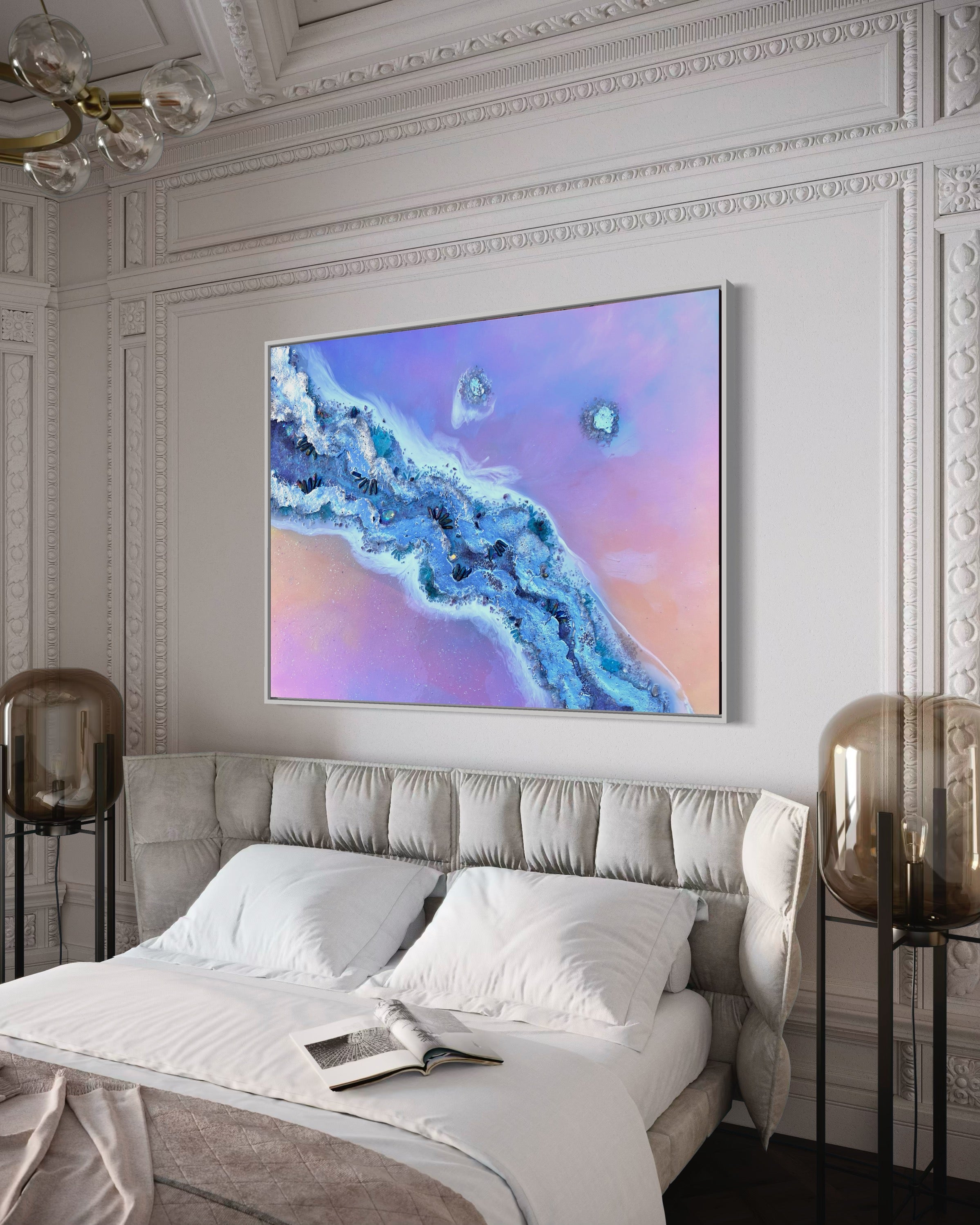 Rainbow Lucent with qua Aura Quartz crystals,Amethyst, Titanium Aura, Swarovski