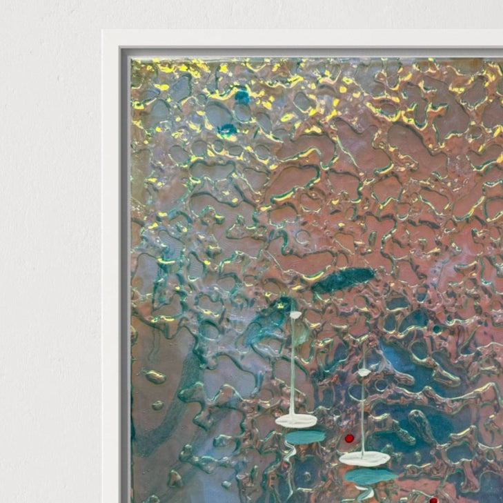 Cannes Yacht Mediterranean Sailing Boats Artwork Iridescent Anchored 2 FRAMED 33x33cm