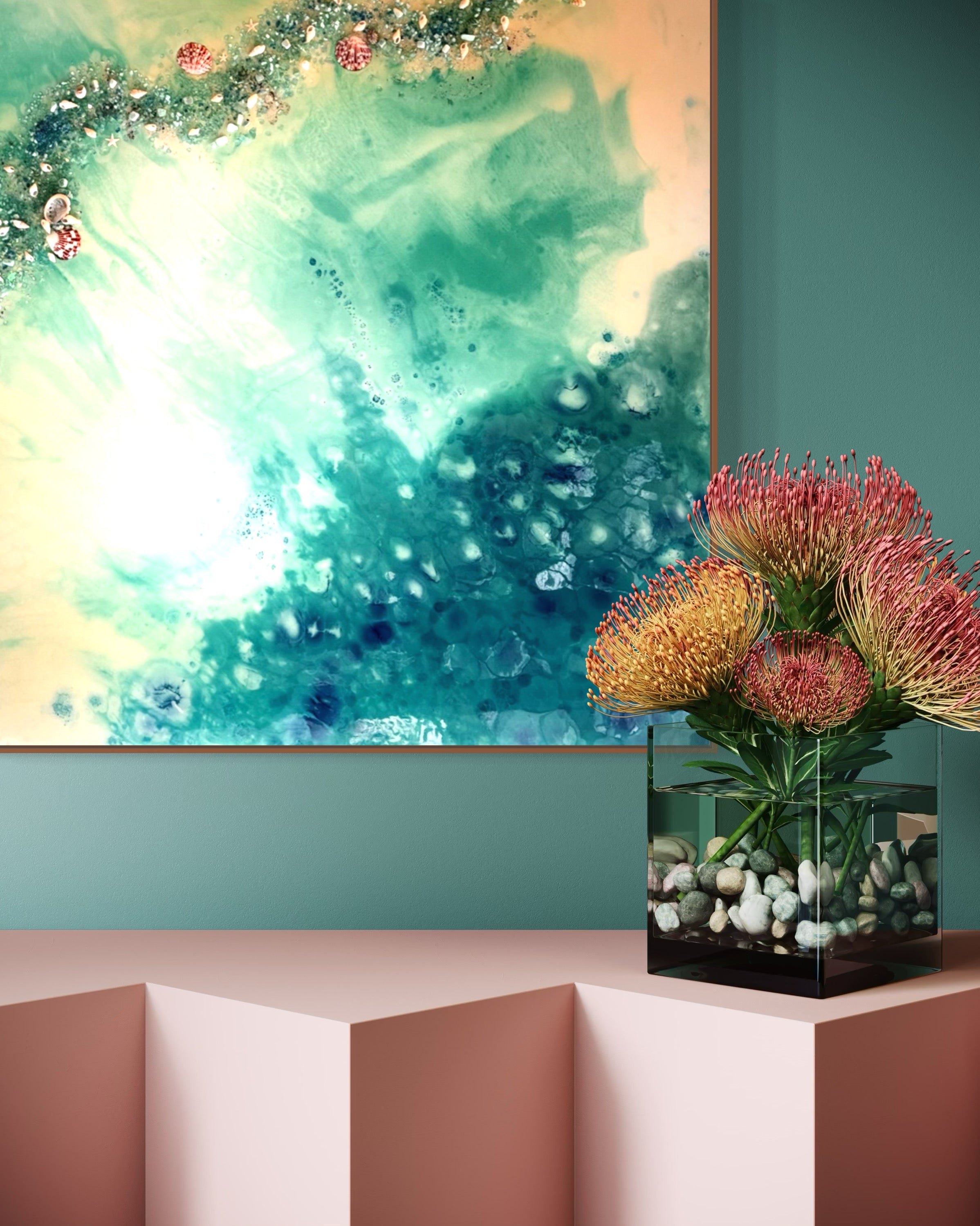 Whitsundays Blue Reef. 90x90cm FRAMED