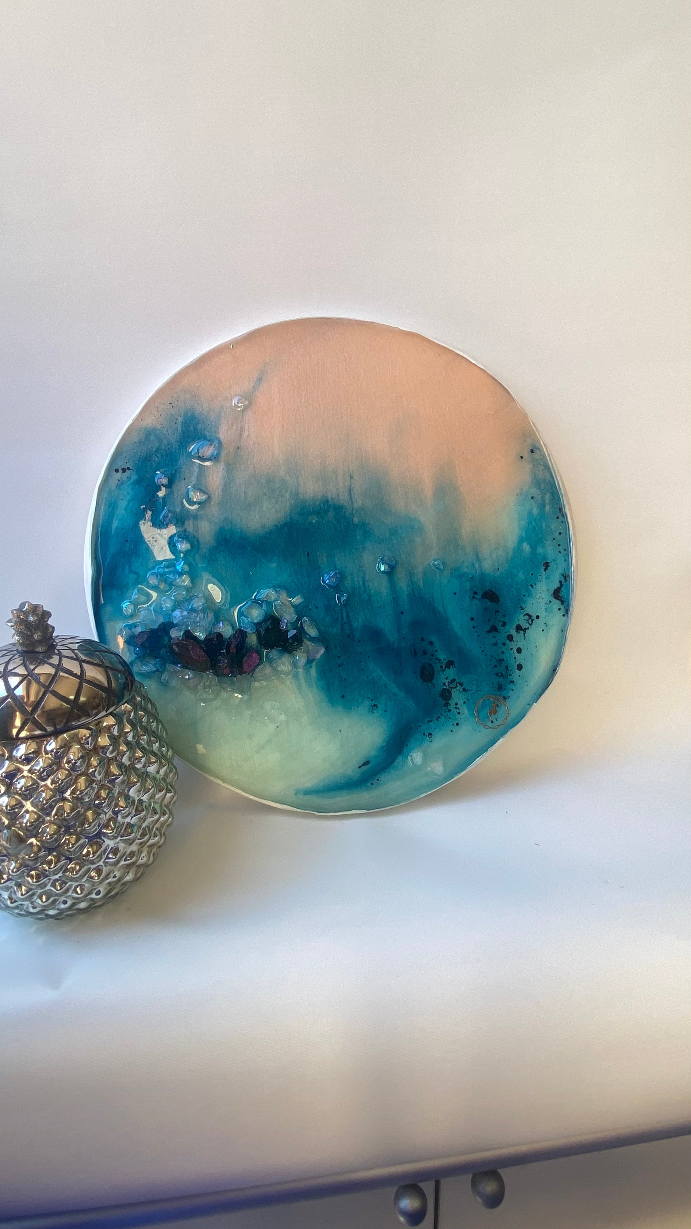 Ocean ART. Aqua Bliss 4 - Pink and Teal Crystal - mini artwork