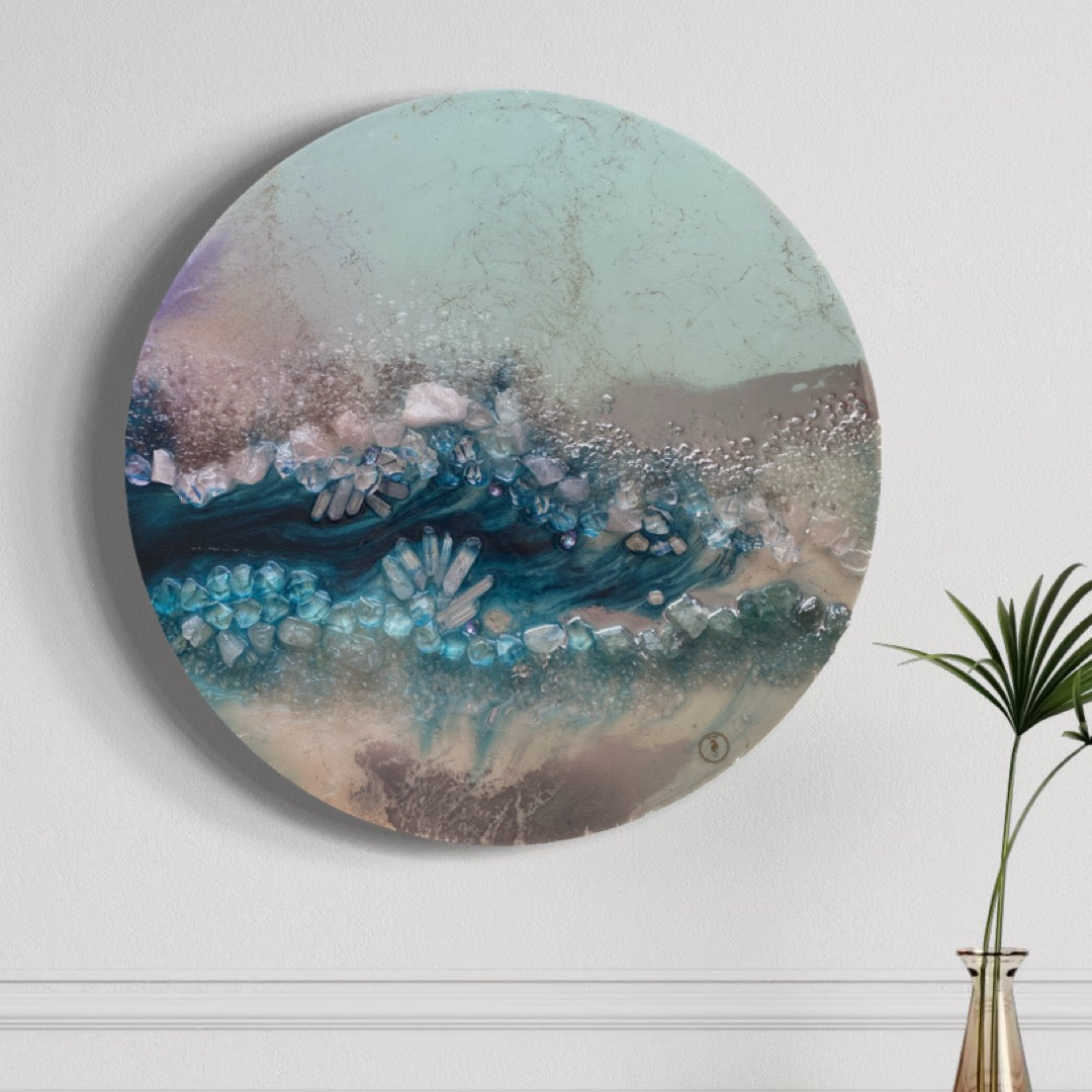 Made to Order Ocean Painting Seascape. Round Artwork.
