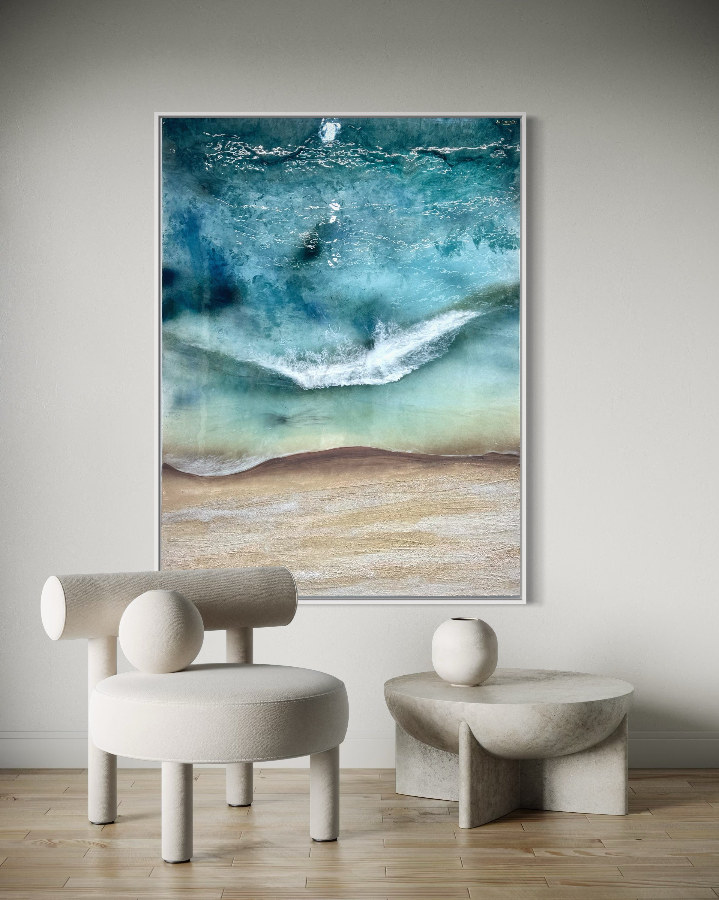 Whitsundays 2 120x90cm Sand, Liquid Glass, Acrylic