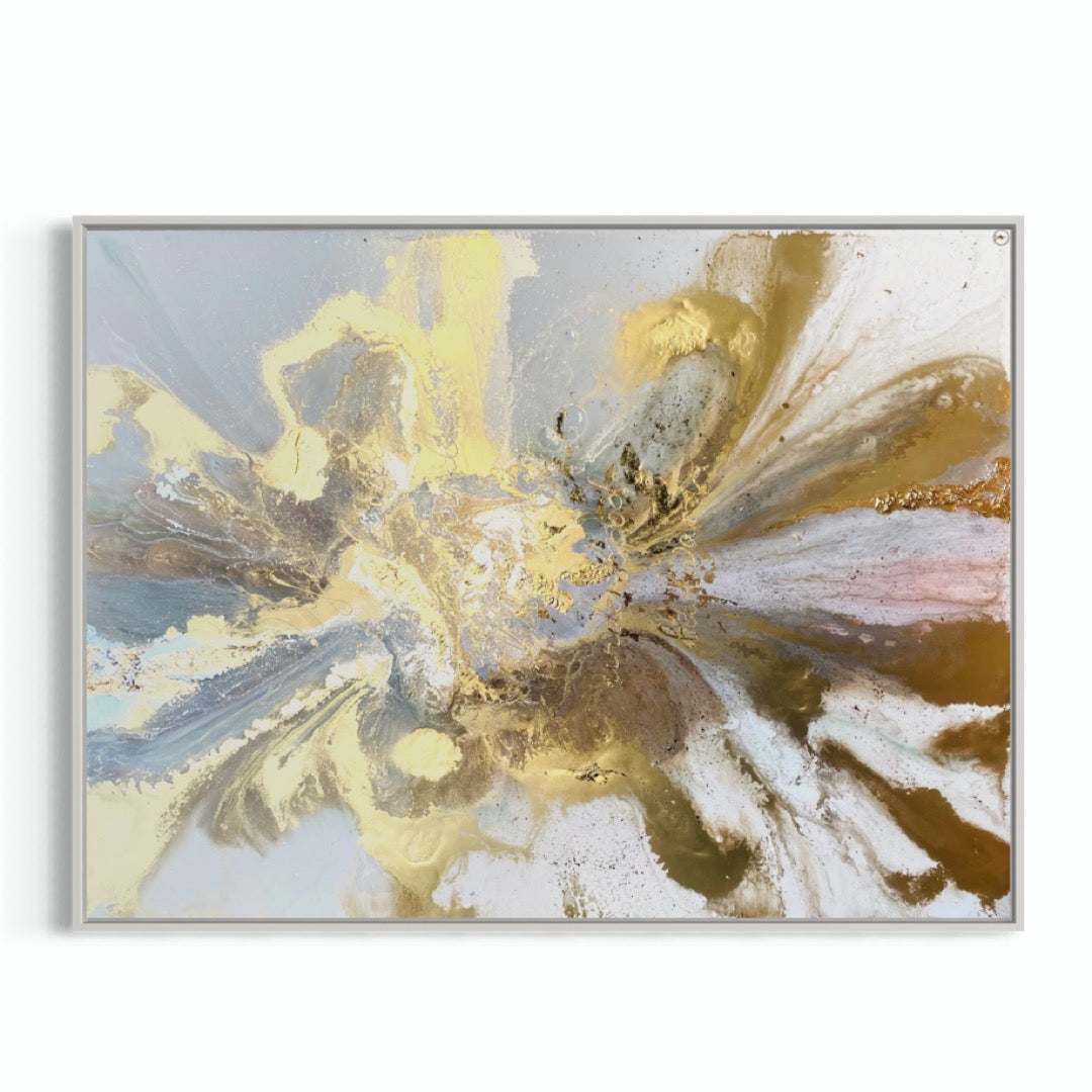 Luxurious Escape: Gold Abstract Artwork with 24k Gold Leaf Gold Marble Series