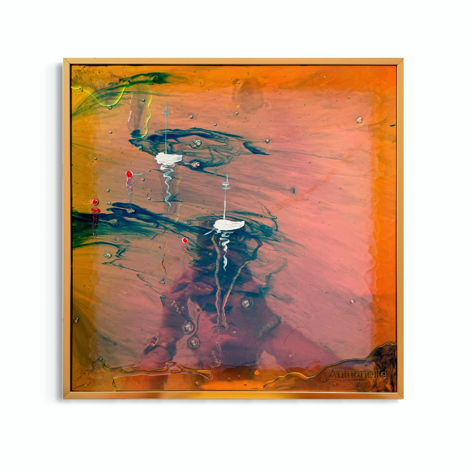 St Tropez Boats Artwork Anchored FRAMED 30x30cm
