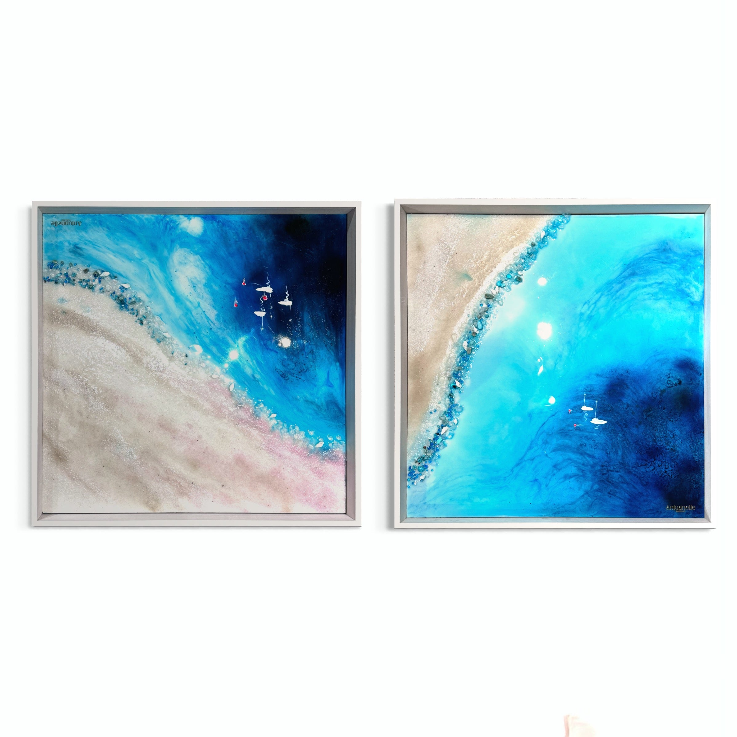 Amalfi Yachts Boats 1 and 2 Set of two artworks 105x55g cm FRAMED