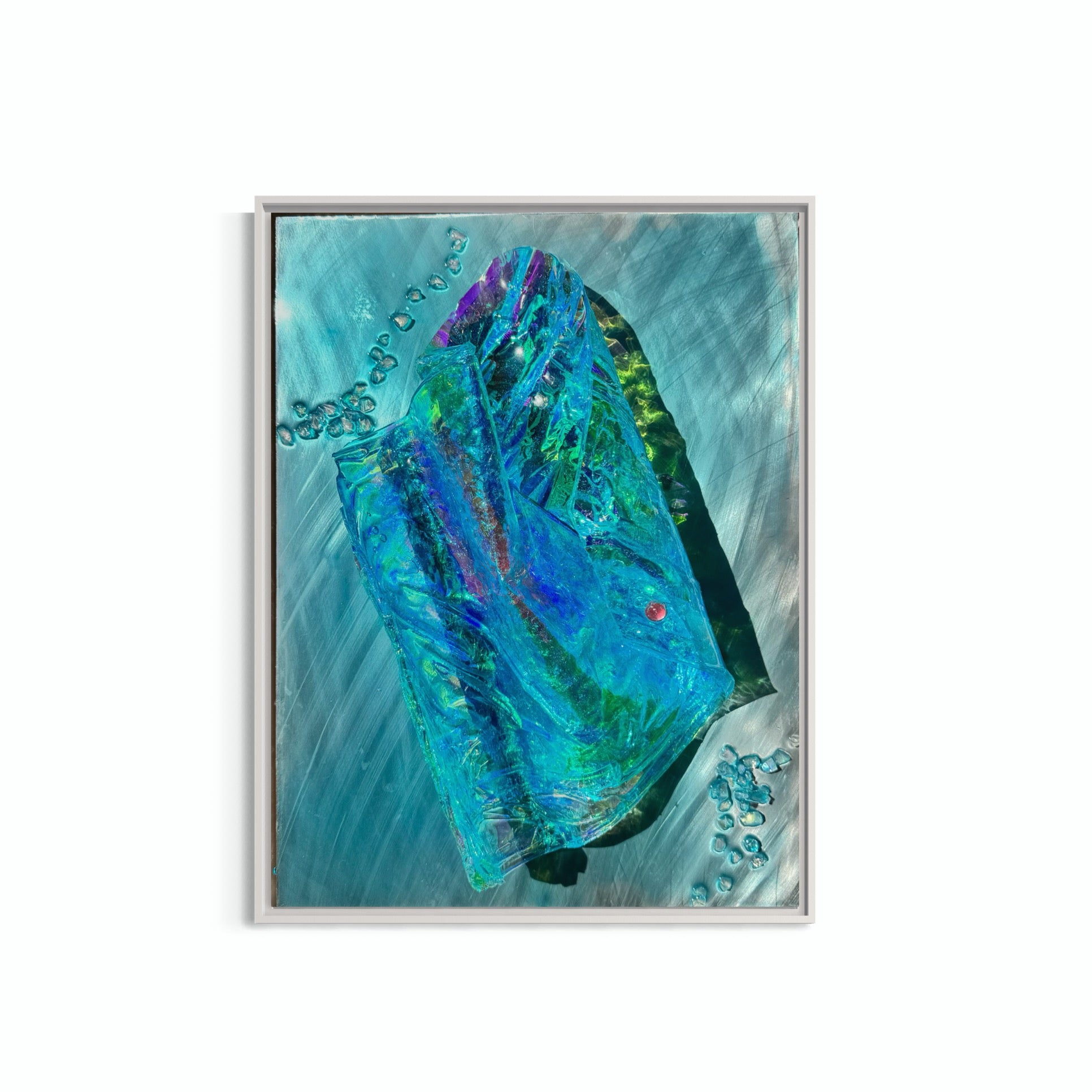 Whitsundays Blues 1 Sculptural Piece on Aluminium, Framed 35x46cm FRAMED