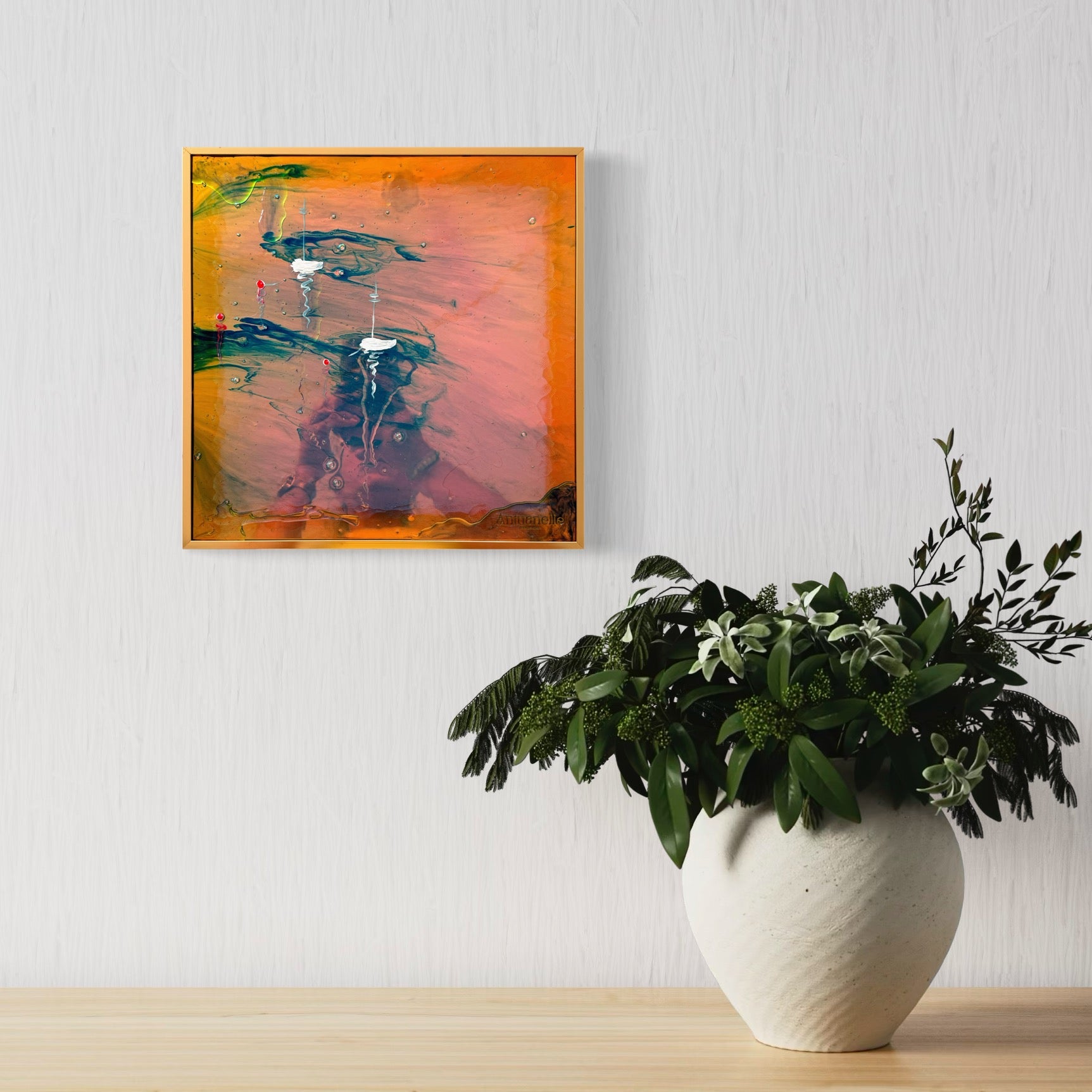 St Tropez Boats Artwork Anchored FRAMED 30x30cm
