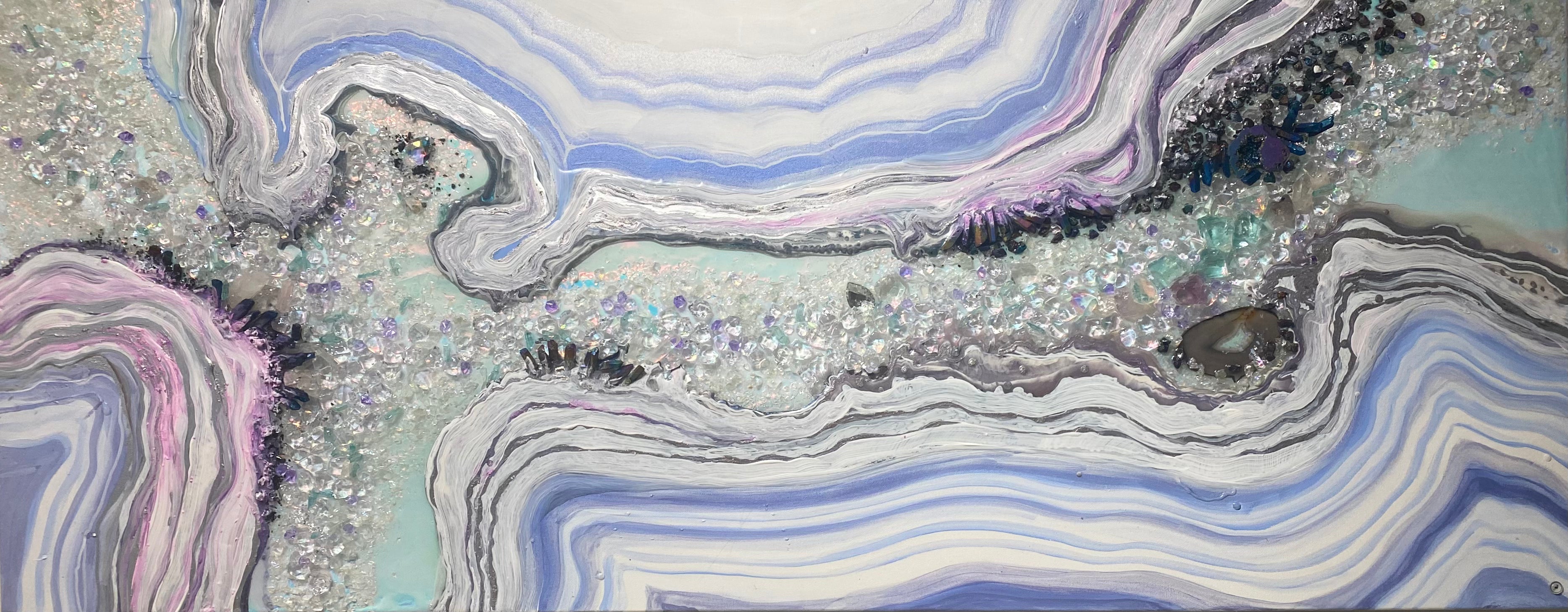 Light Blue Crystal Reef Landscape Crystal Artwork with quartz