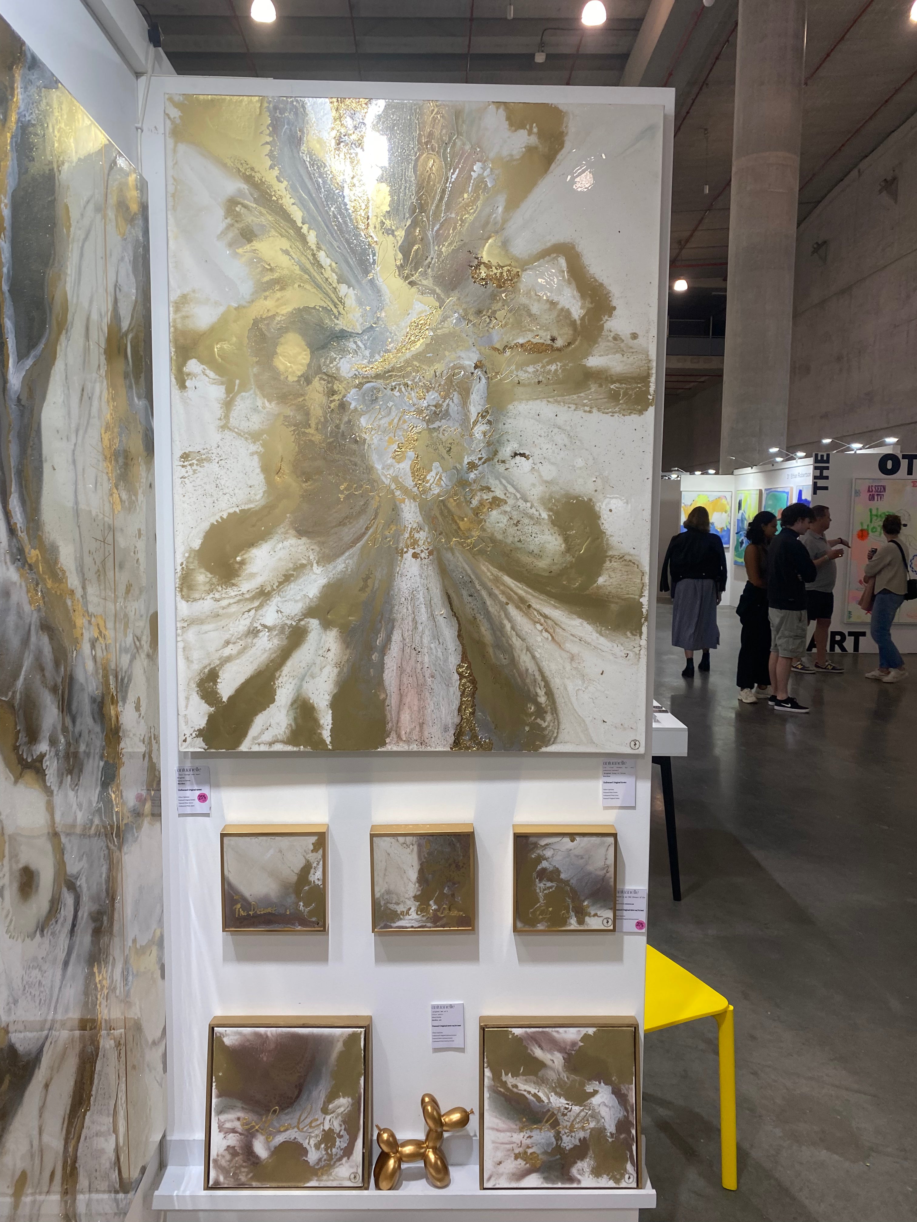 Luxurious Escape: Gold Abstract Artwork with 24k Gold Leaf Gold Marble Series