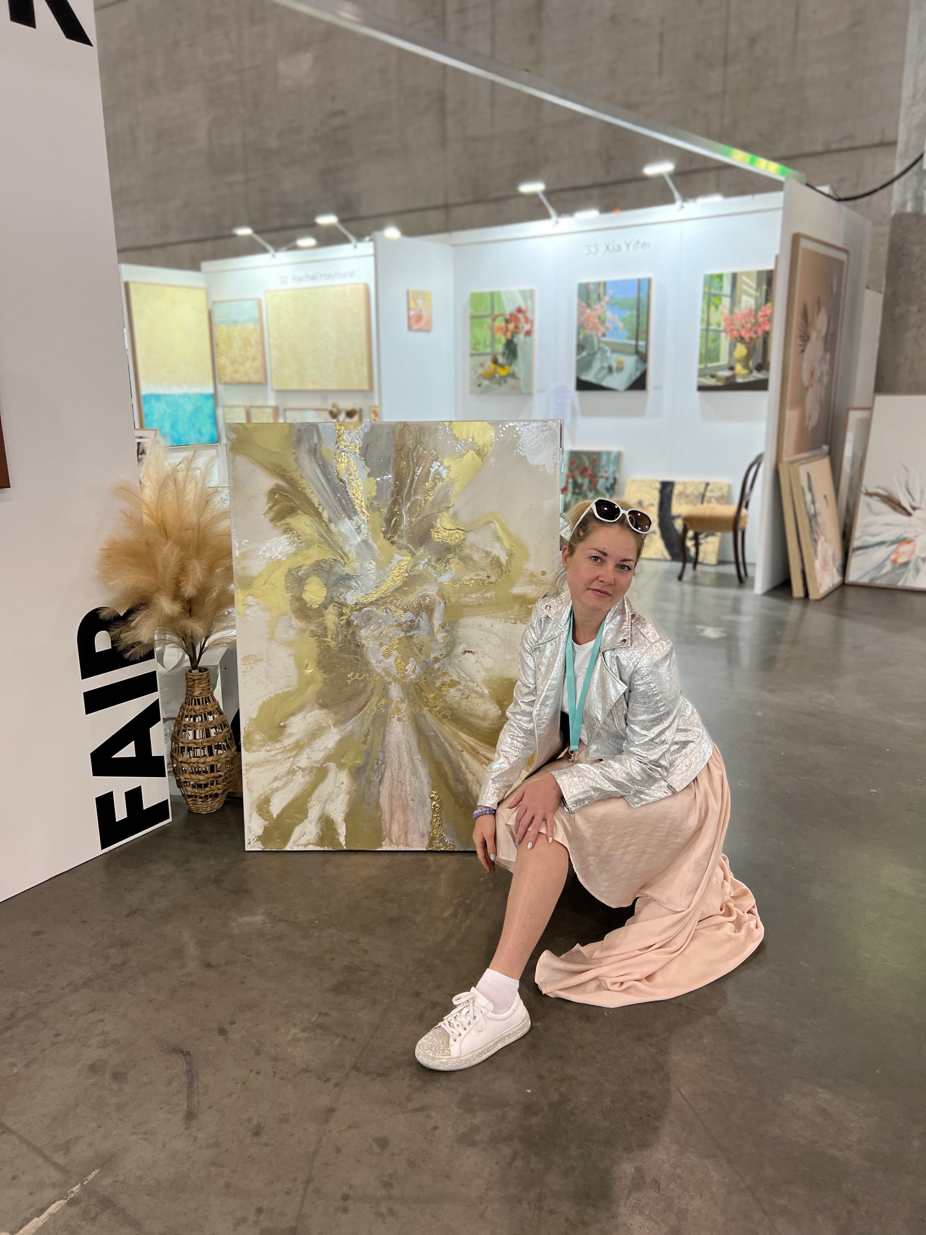 Luxurious Escape: Gold Abstract Artwork with 24k Gold Leaf Gold Marble Series